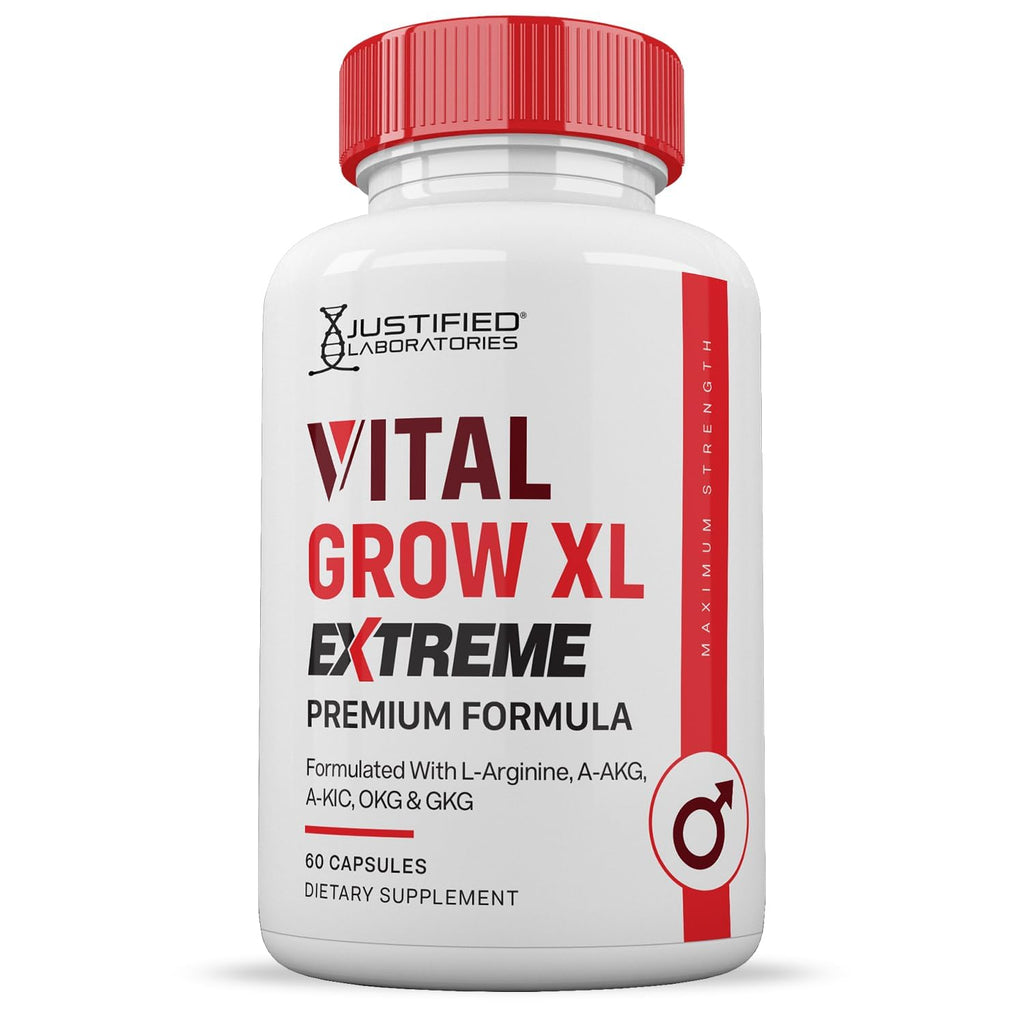 Justified Laboratories Vital Grow XL Extreme Pills 1600MG – Premium Men's Health Formula, 60 Capsules