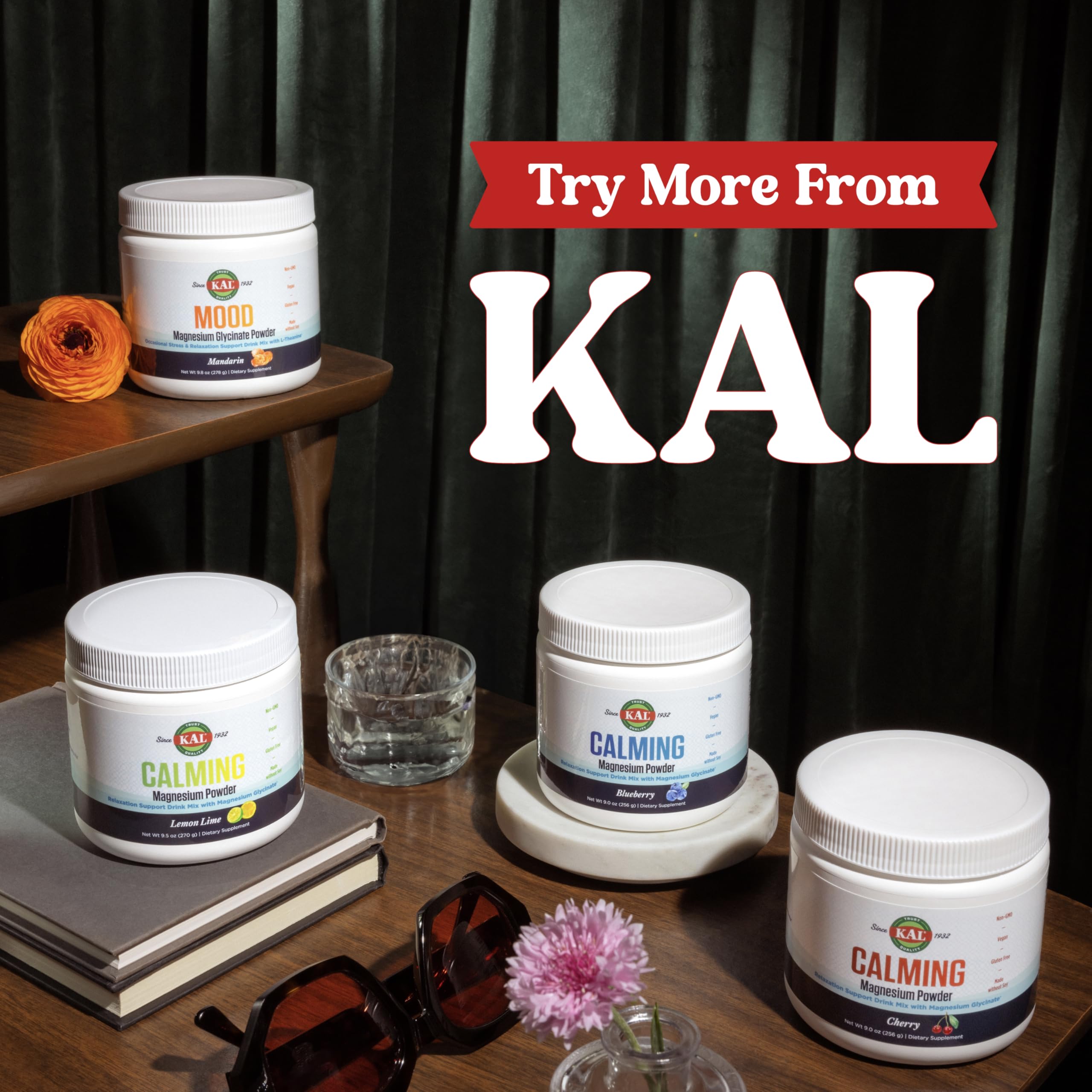 KAL Calming Magnesium Powder - Cherry Flavor, High Absorption