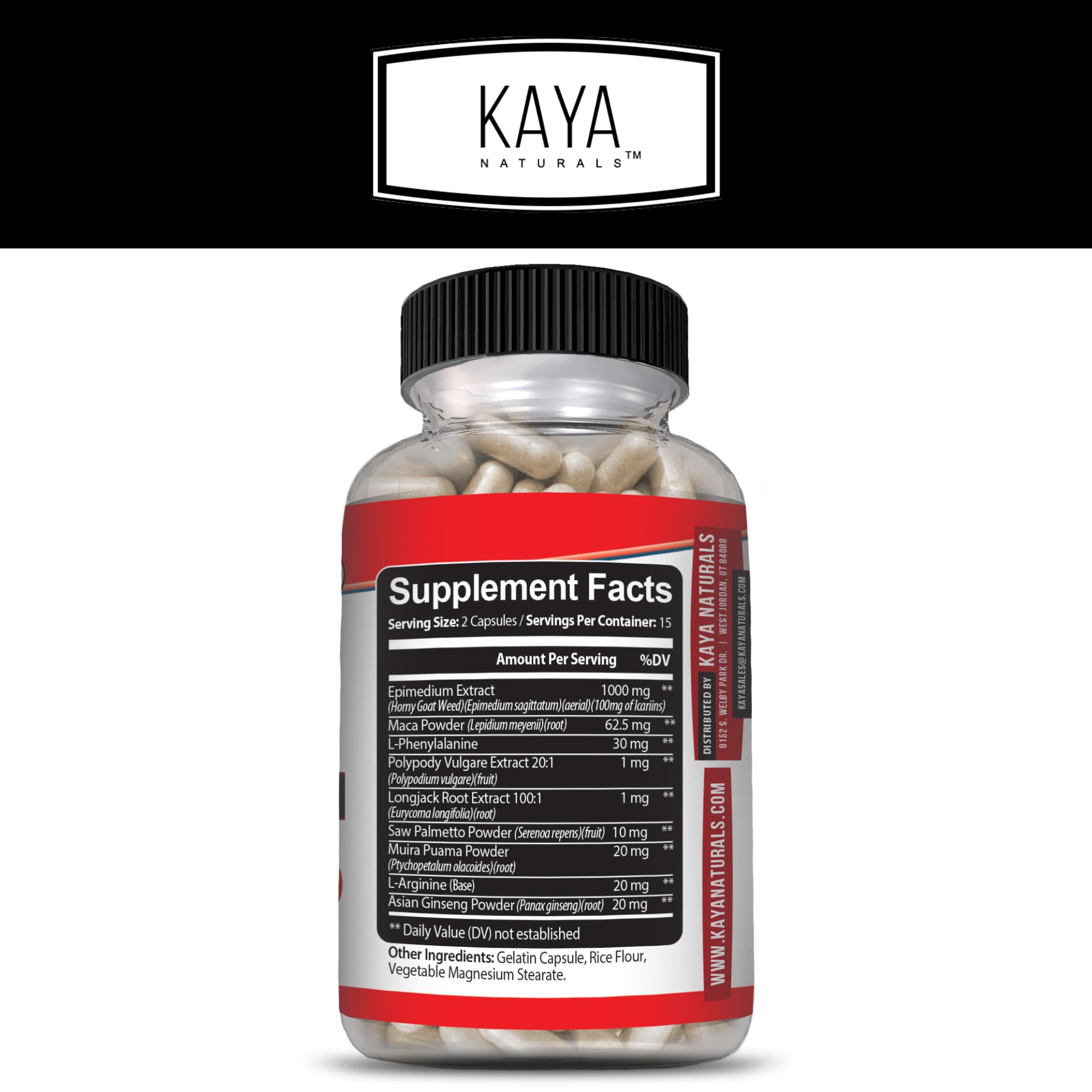 Kaya Naturals Horny Goat Weed Extract with Maca - Saw Palmetto, Ginseng, Arginine - 60 Count (Pack of 2)