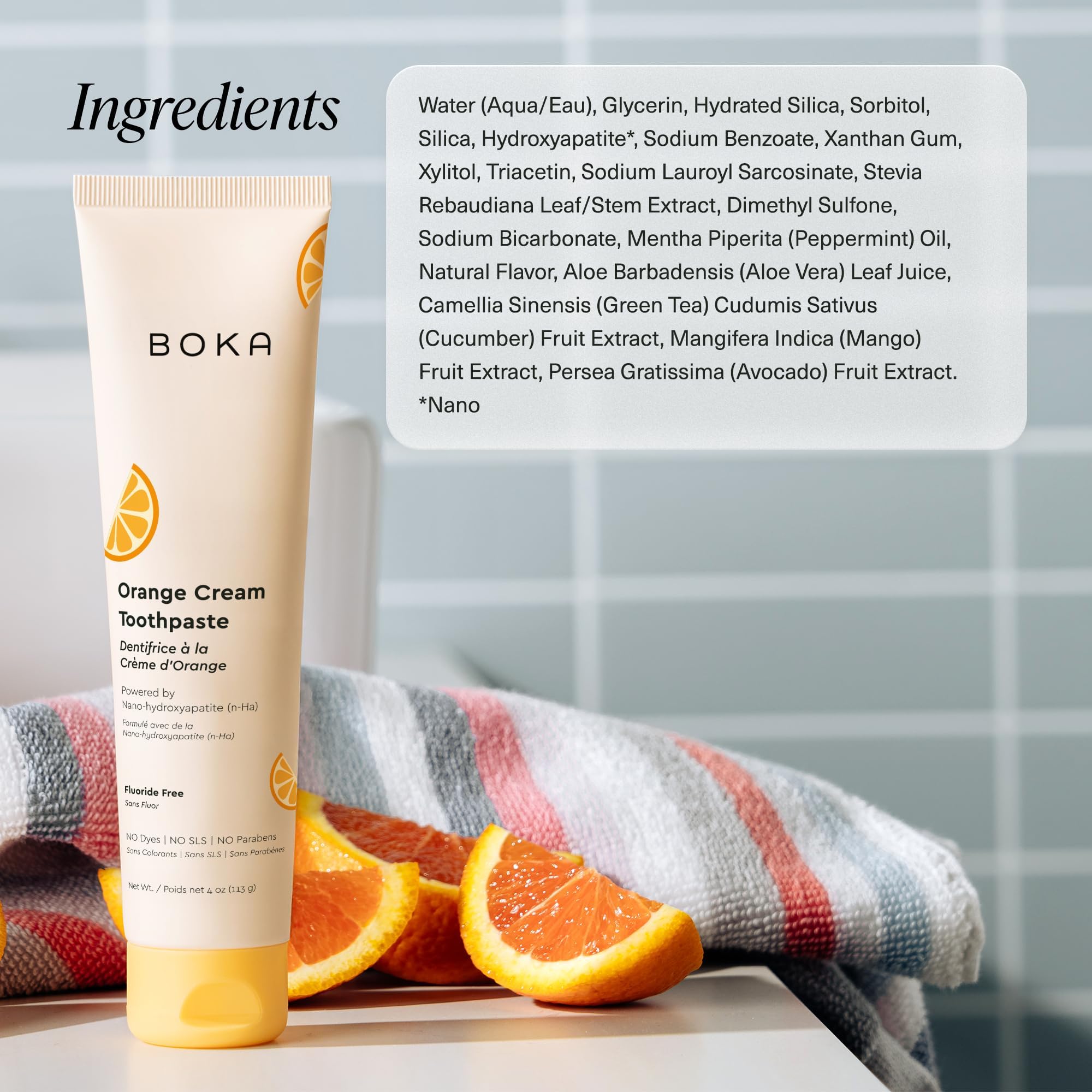 Boka Nano Hydroxyapatite Toothpaste – Fluoride Free, Orange Cream, 4 oz 3Pk (US Manufactured)
