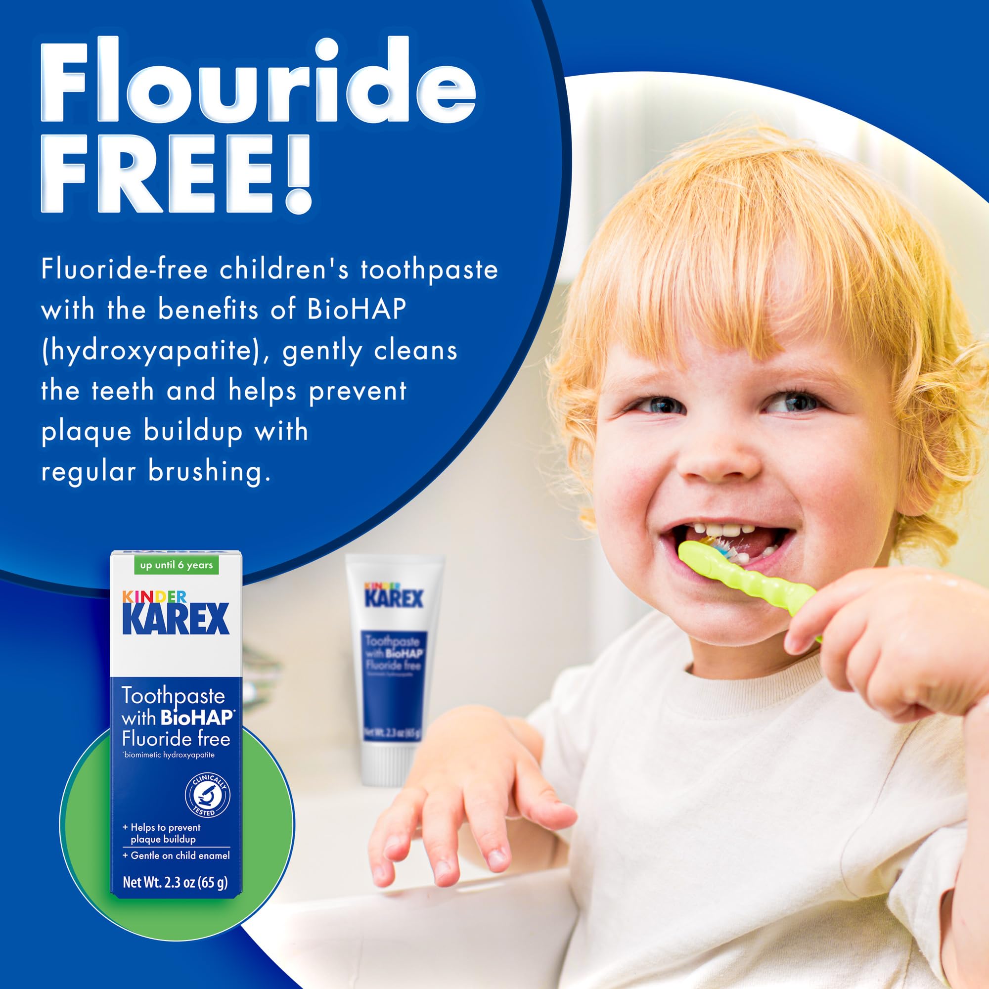 Kinder Karex Hydroxyapatite Kids Toothpaste – Fluoride-Free 2.3 oz (Clinically Tested)