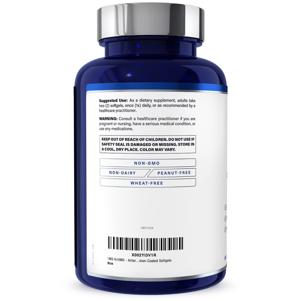1MD KrillMD Antarctic Krill Oil Omega-3 with Astaxanthin | 60 Softgels | 2x More Effective Than Fish Oil