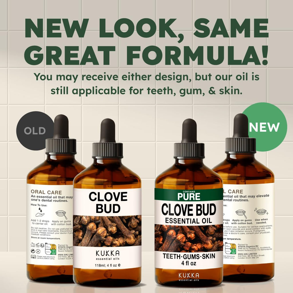 KUKKA Clove Essential Oils - 4 Fl Oz - for Hair, Skin, Diffuser, Aromatherapy & DIY Soap Making Scent