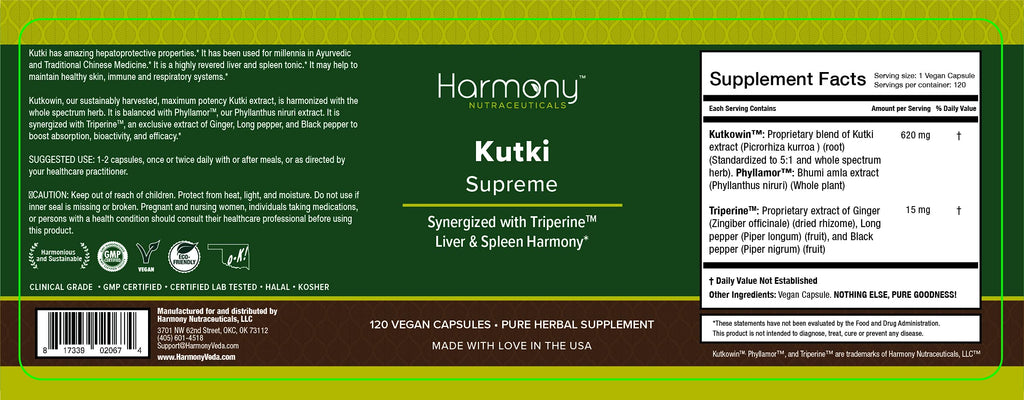 Kutki Supreme - Ayurvedic Liver & Immune Support, 120 Vegan Capsules