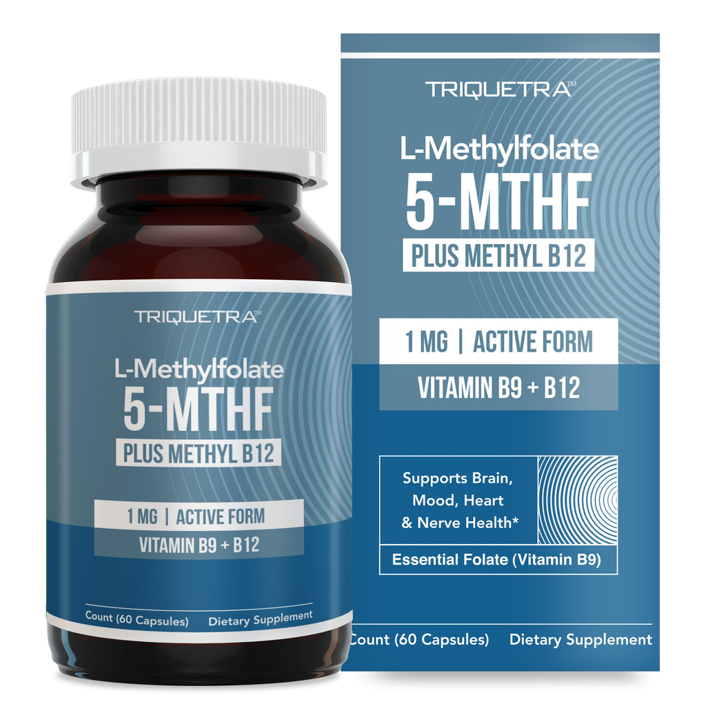 L-Methyl Folate 1000 mcg + Methyl B12 Cofactor – 5-MTHF (60 Servings)