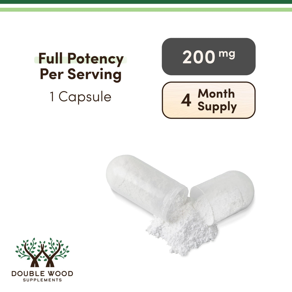 L-Theanine 200mg Double Strength – 120 Caps – Sleep & Relaxation | Gluten Free, Vegan | Double Wood