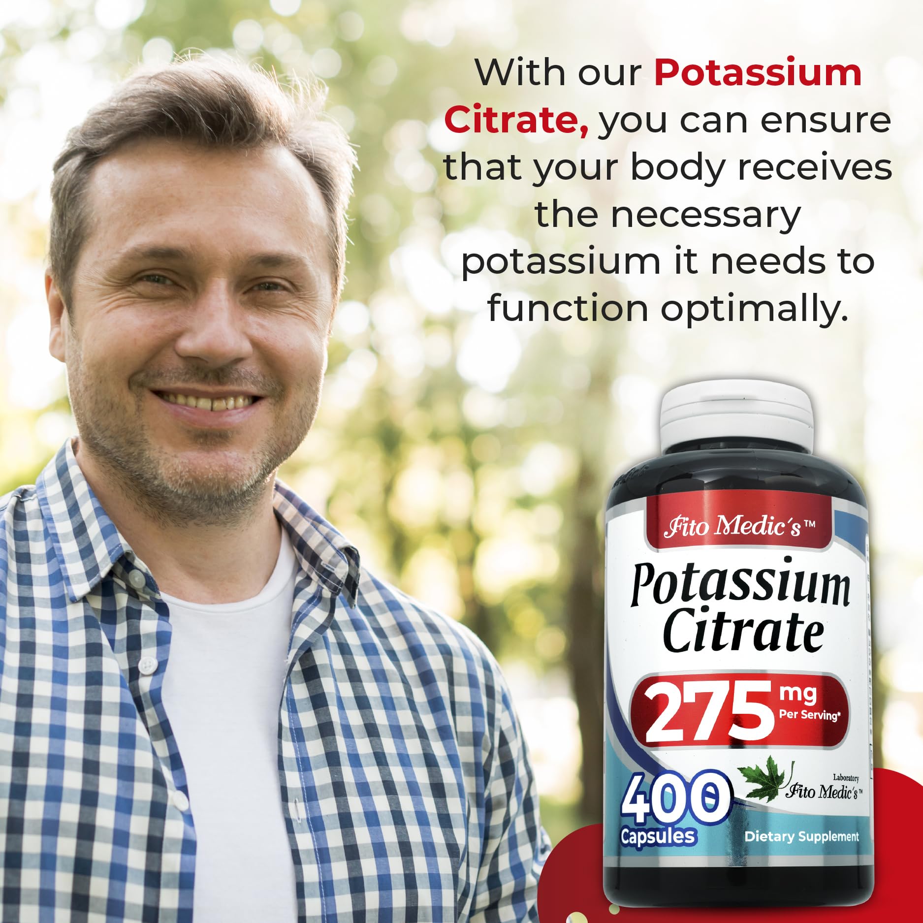 Lab Potassium Citrate 400 Capsules – 275 mg | Ultra High Absorption Potassium Supplement