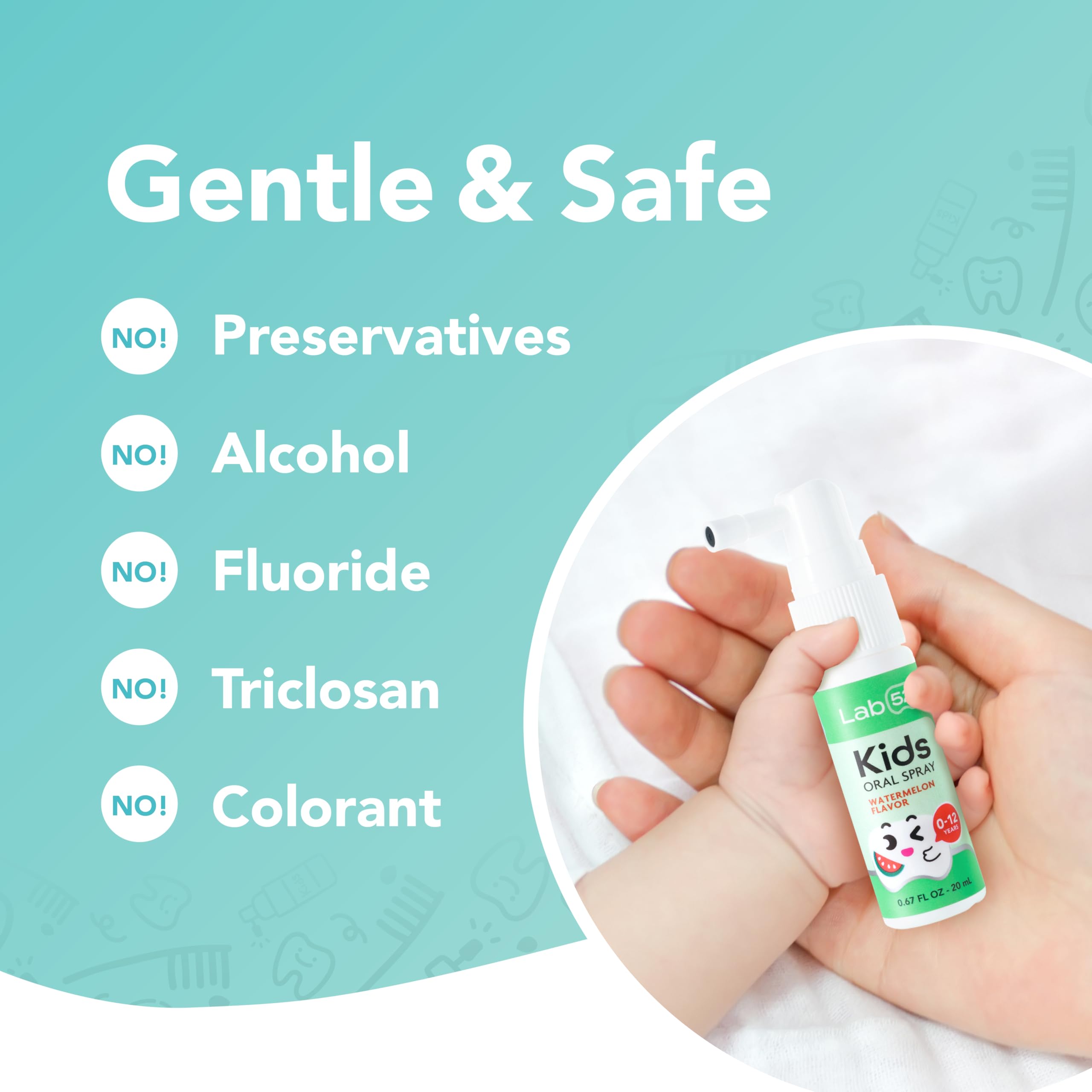 LAB52 Kids Oral Spray - Fluoride-Free Daily Oral Care for Newborns to Preschoolers | Strawberry & Vanilla