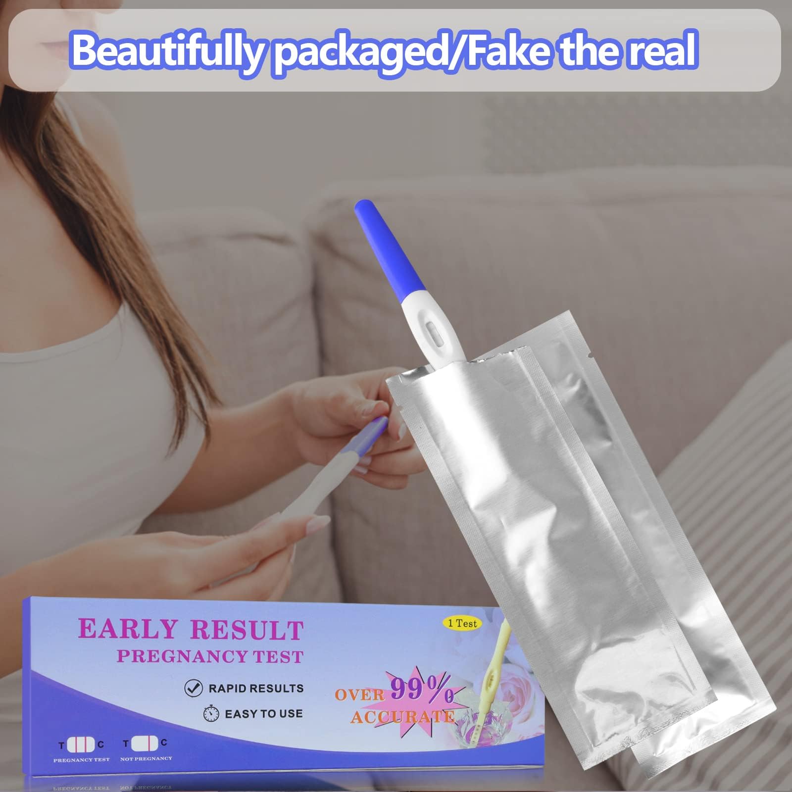LE TOOTER Fake Pregnancy Test Strips - 4 Pack Prank Kit (Blue & Pink)