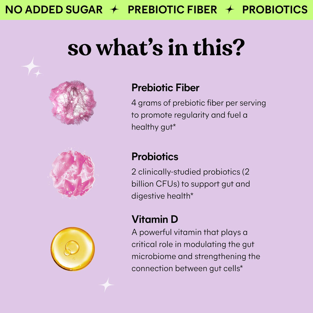 Lemme No. 2 Fiber & Probiotic Gummies for Adults – No Sugar Added, Strawberry (60 Count)