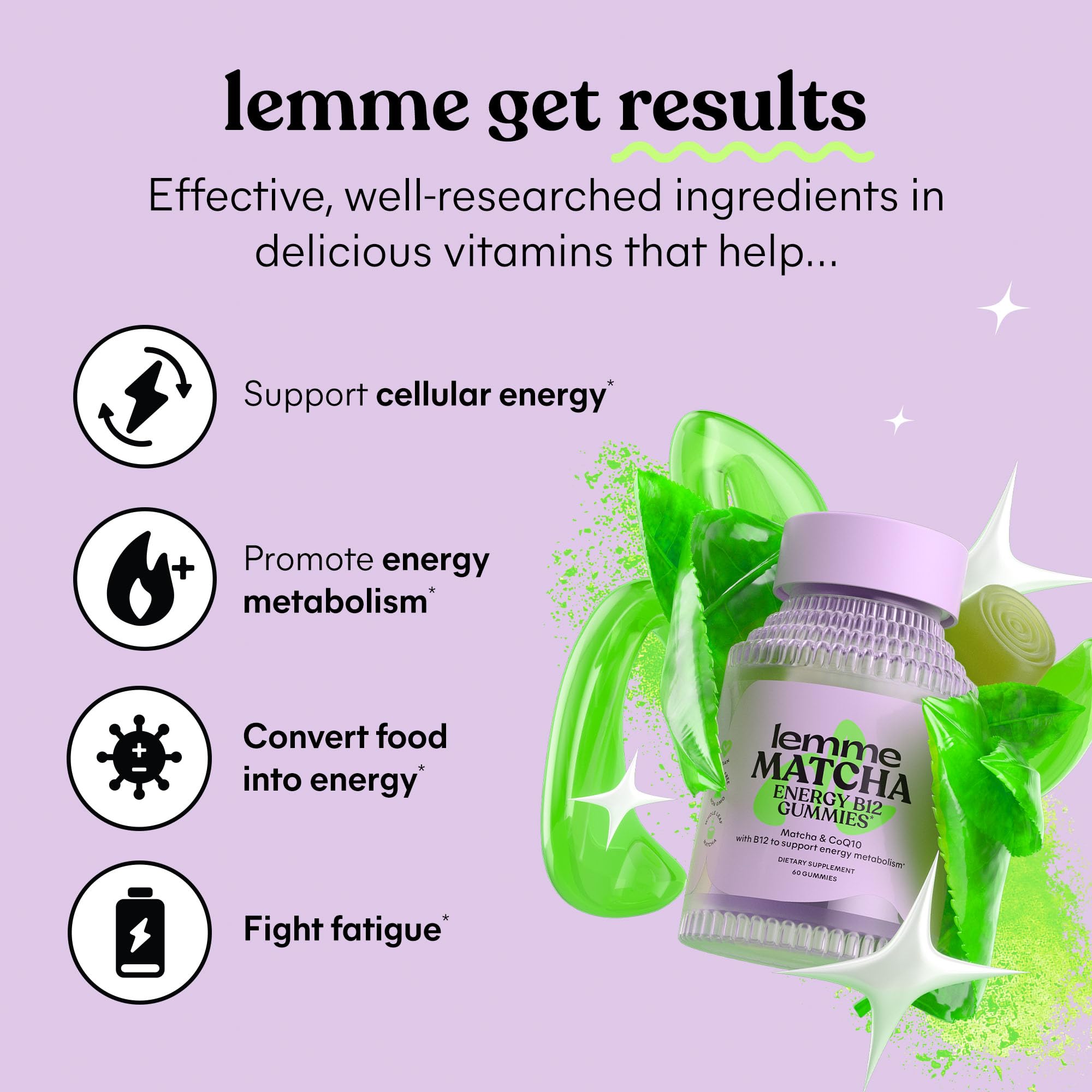 Lemme Matcha Superfood Energy Gummies – Organic Matcha, B12 & CoQ10 | Gluten Free