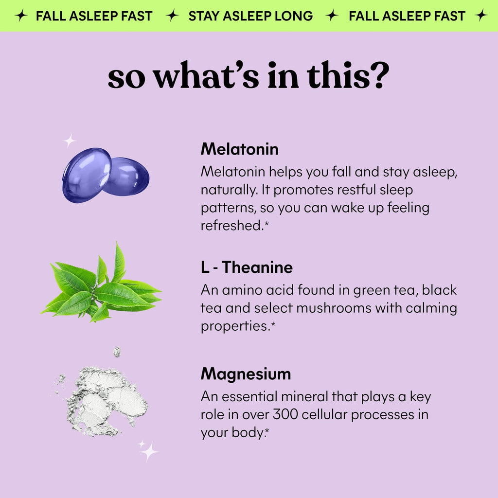 Lemme Sleep Gummies – 5mg Melatonin, Magnesium, L-Theanine, Chamomile & Lavender (60 Count) – Berry