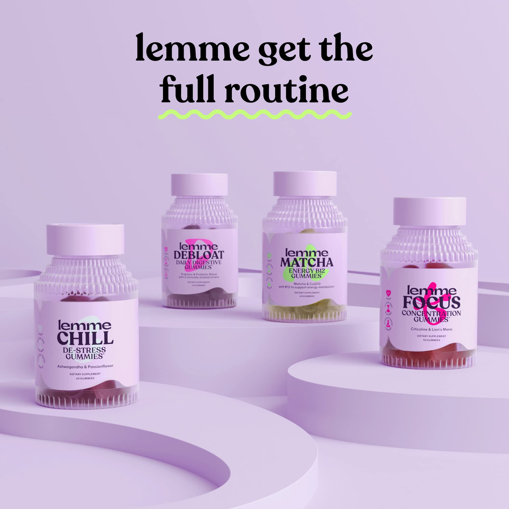 Lemme Sleep Gummies – 5mg Melatonin, Magnesium, L-Theanine, Chamomile & Lavender (60 Count) – Berry