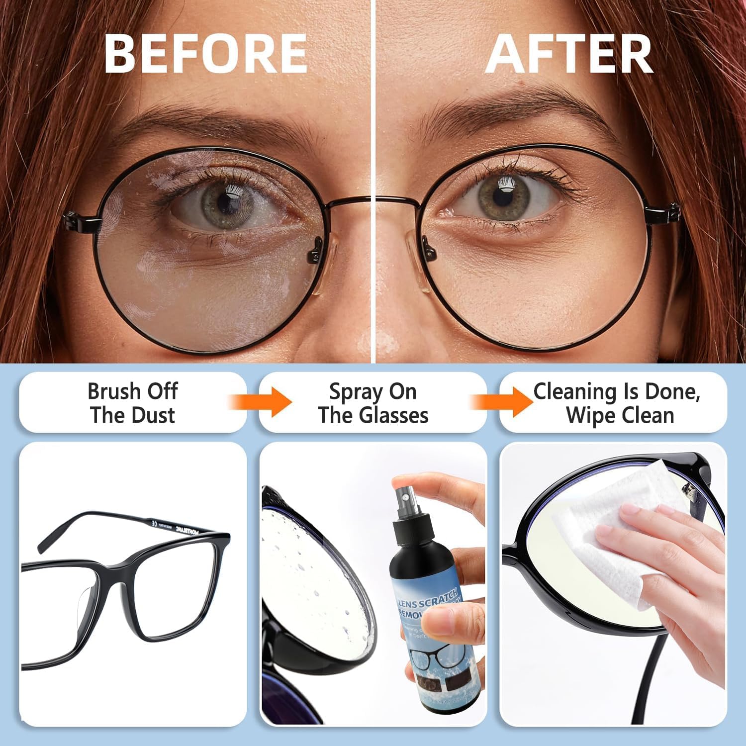 2PCs Lens Scratch Remover for Eyeglasses - Scratch Removal Spray