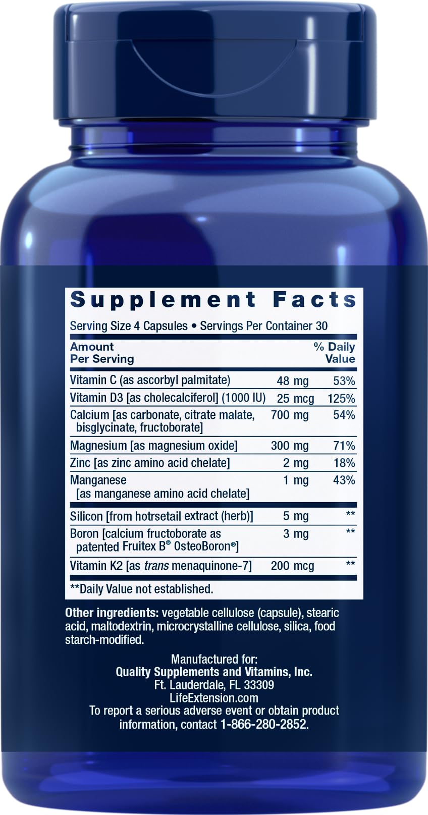 Life Extension Bone Restore Calcium Supplement with Vitamin K2, 120 Capsules (Pack of 2)