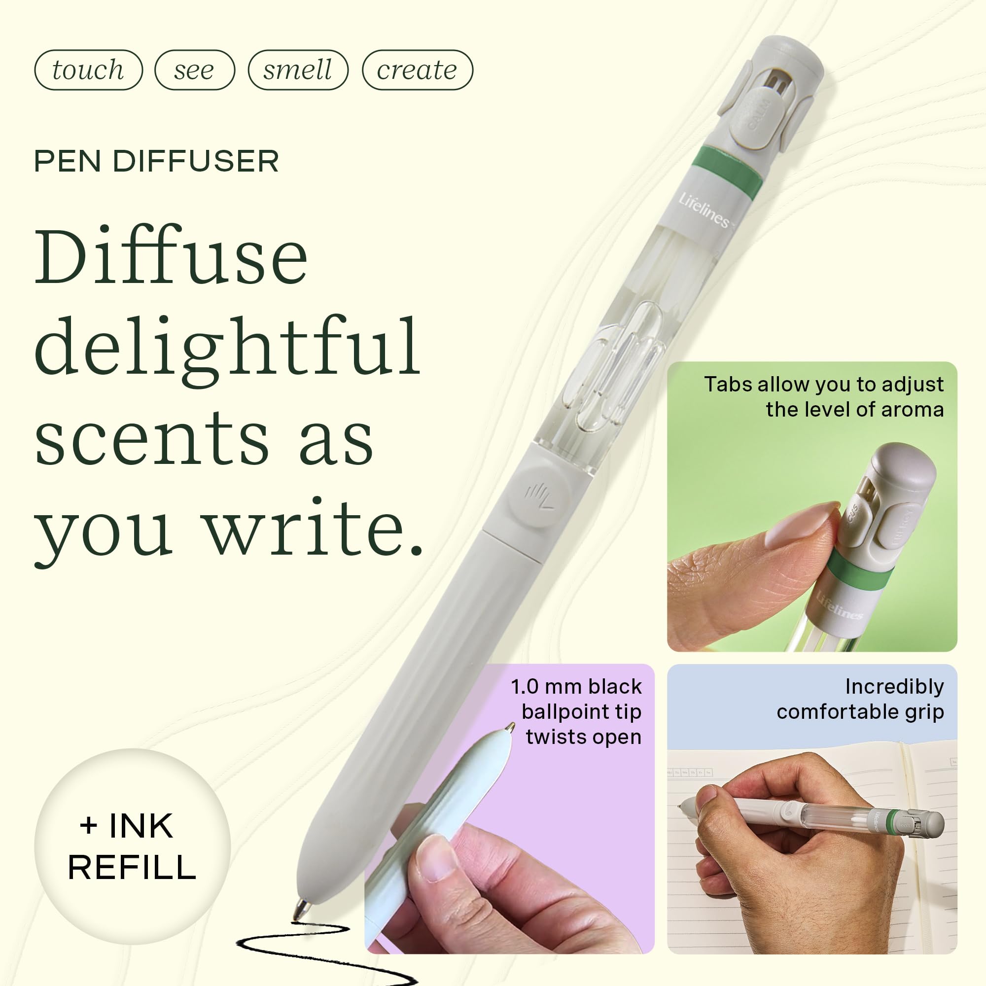 Lifelines Pen Diffuser – Walk in the Woods (1.0 mm Black Ballpoint, Aromatherapy)