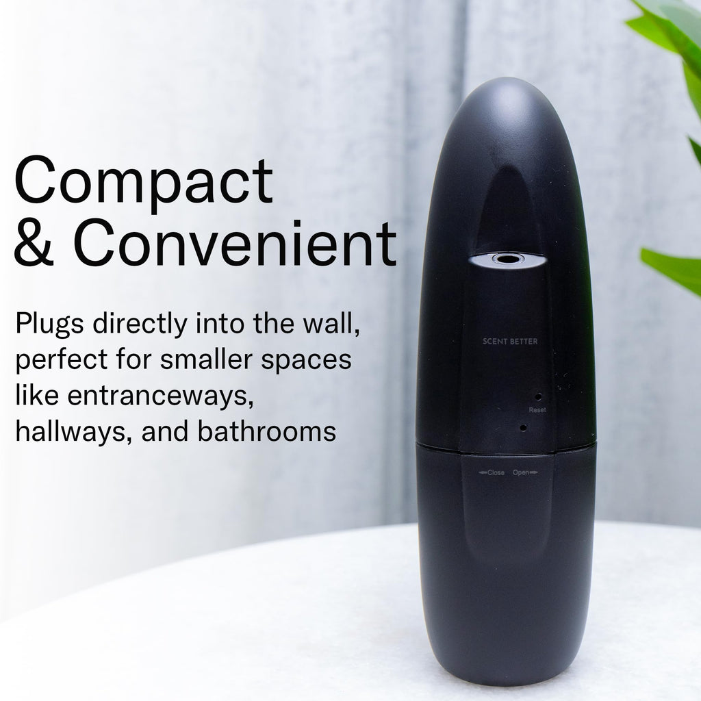 Scent Better Plug-In Waterless Diffuser for 500 sq ft – Free Linen Breeze (60 mL) – Black