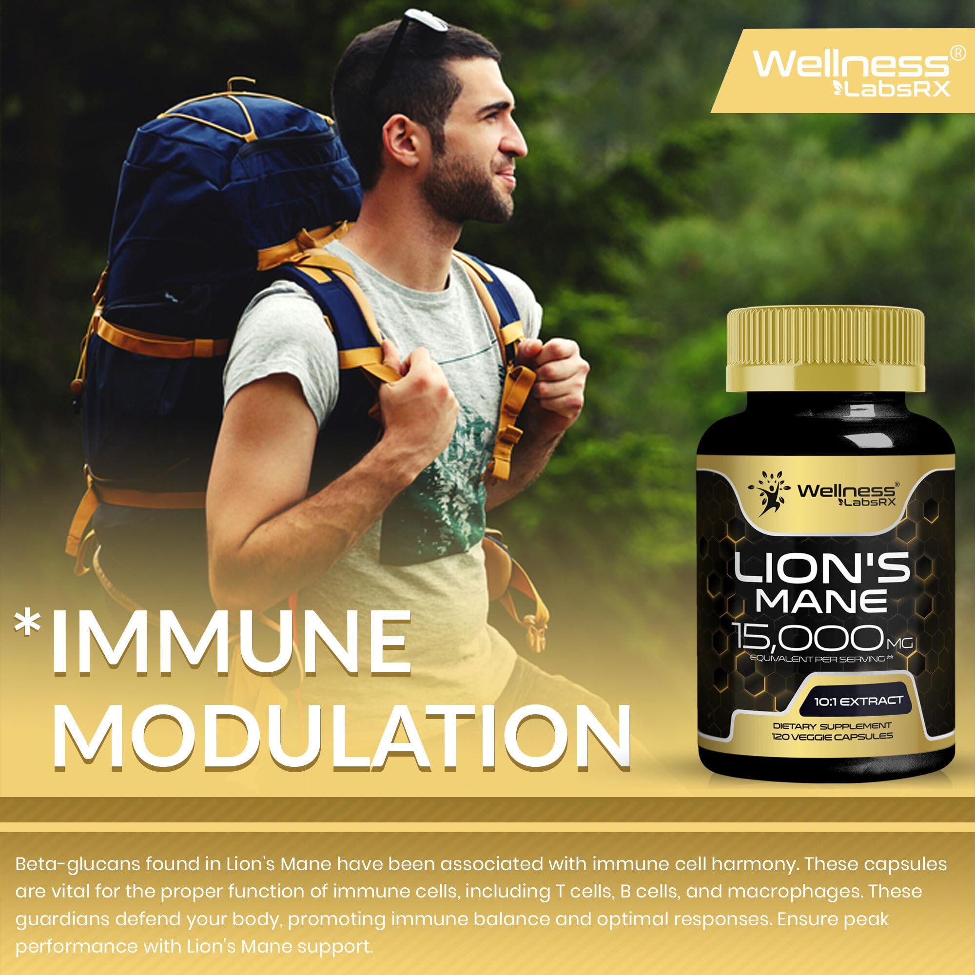 Lion's Mane Mushroom Capsules - 120 Count | Cognitive & Immune Support