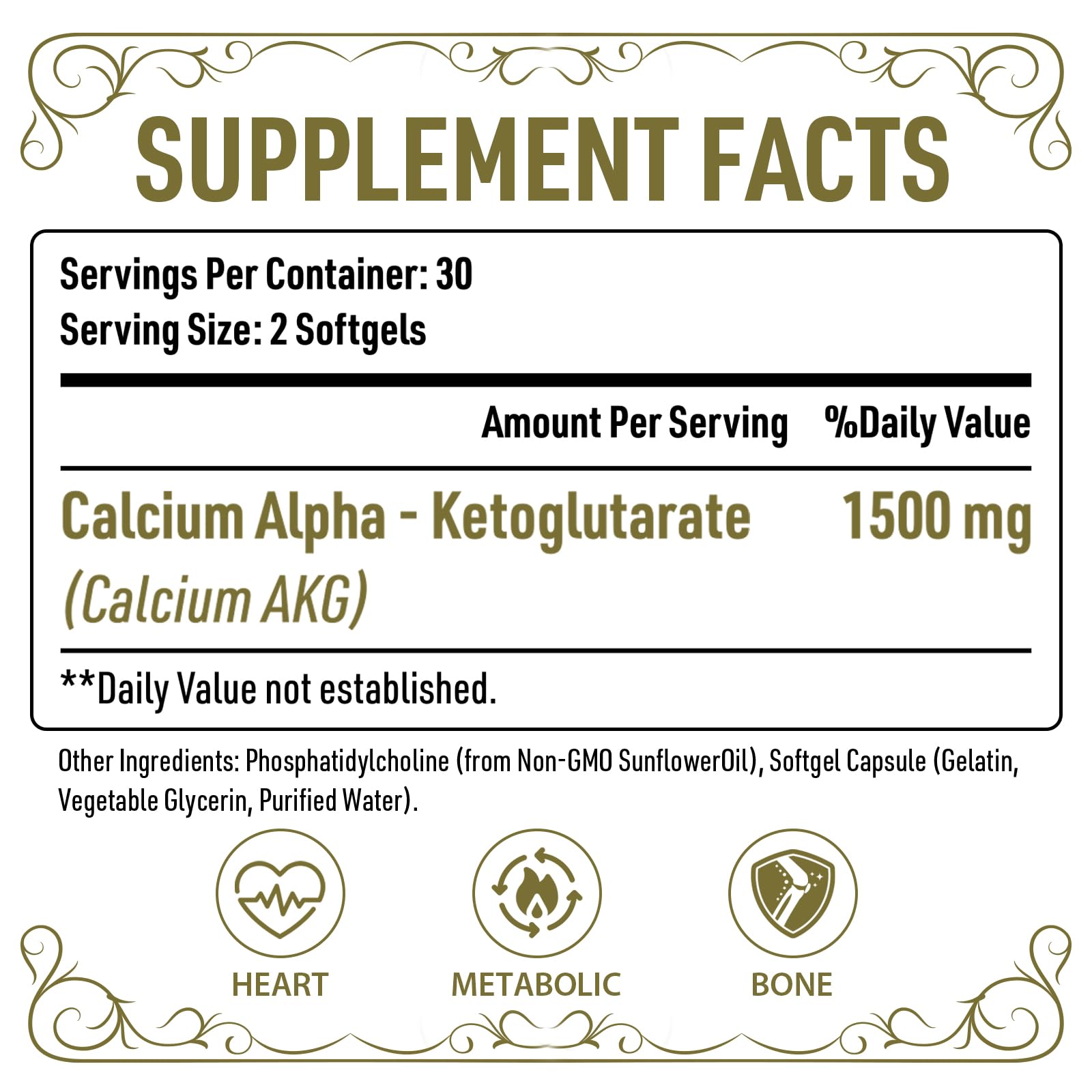AJAXERRUE Liposomal Calcium AKG 1500 MG | Energy, Longevity & Metabolic Support | 180 Softgels