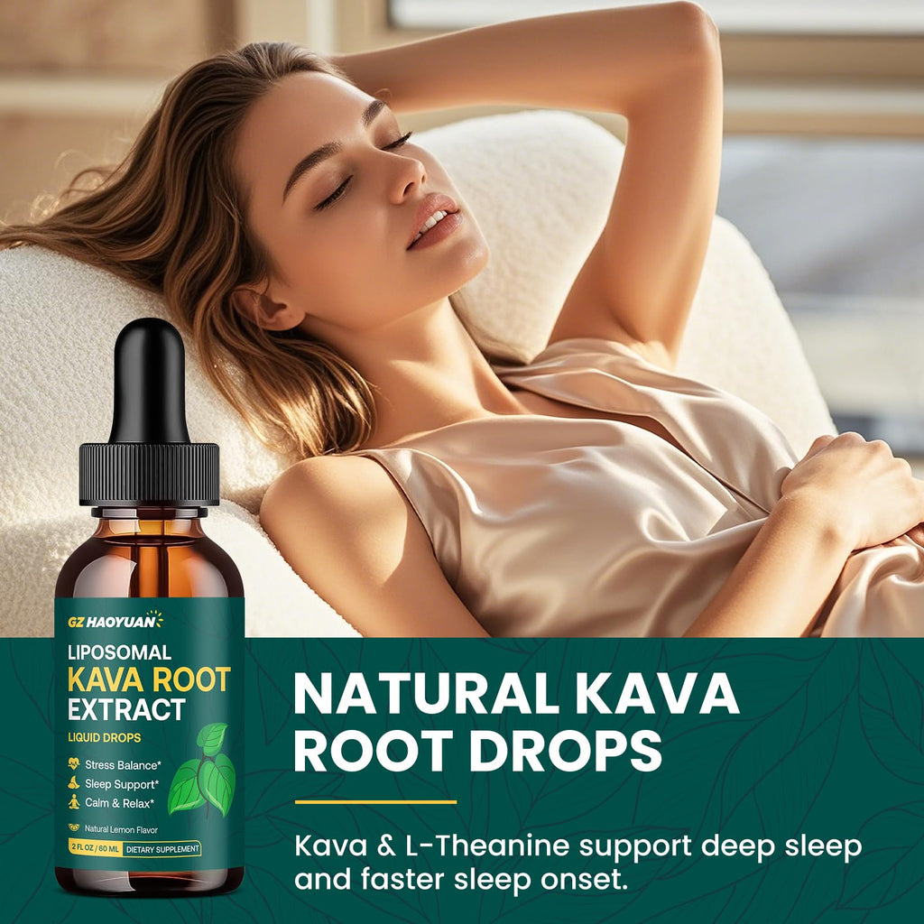 Liposomal Kava Kava Drops for Calm & Sleep – Vegan Liquid 2 oz with GABA, Ashwagandha & Magnesium