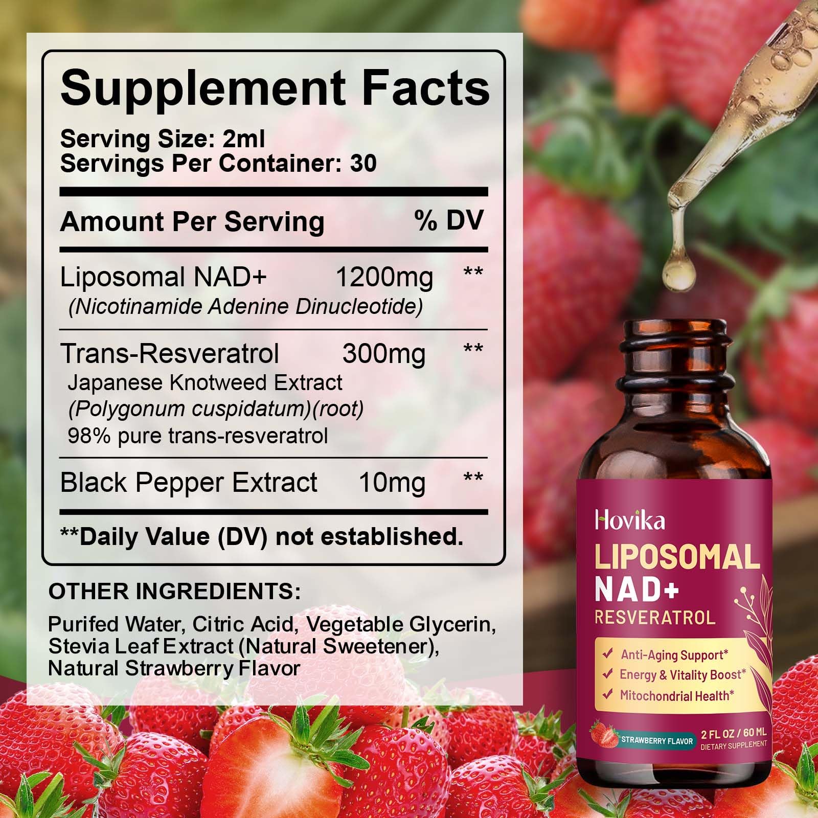Liposomal NAD+ 1200mg with Resveratrol & Black Pepper - 2 oz