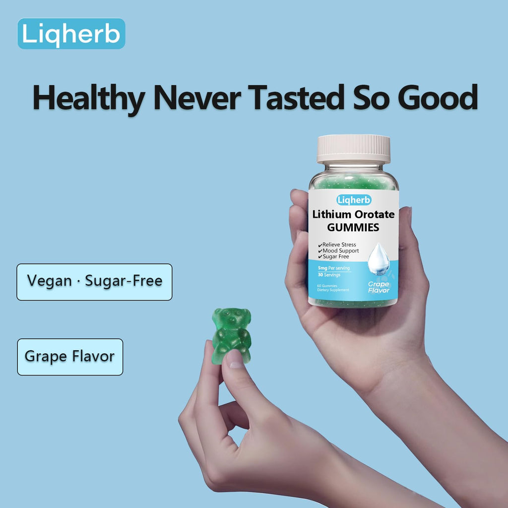 Liqherb Lithium Orotate Gummies 5mg – Mood Support & Stress Management (Vegan, Sugar-Free)