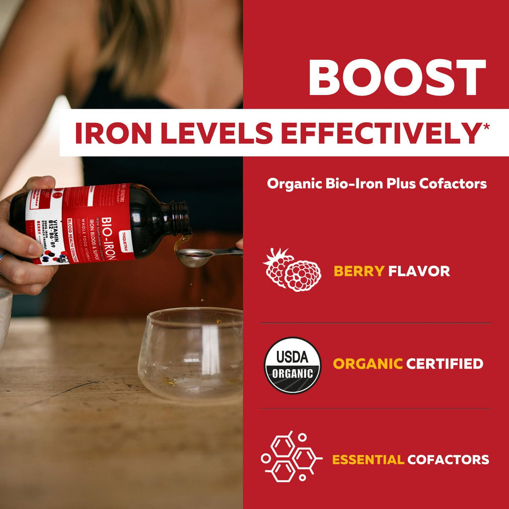 Liquid Iron Supplement - Organic Berry Flavor, 7.6 oz | Vitamin C & B Vitamins