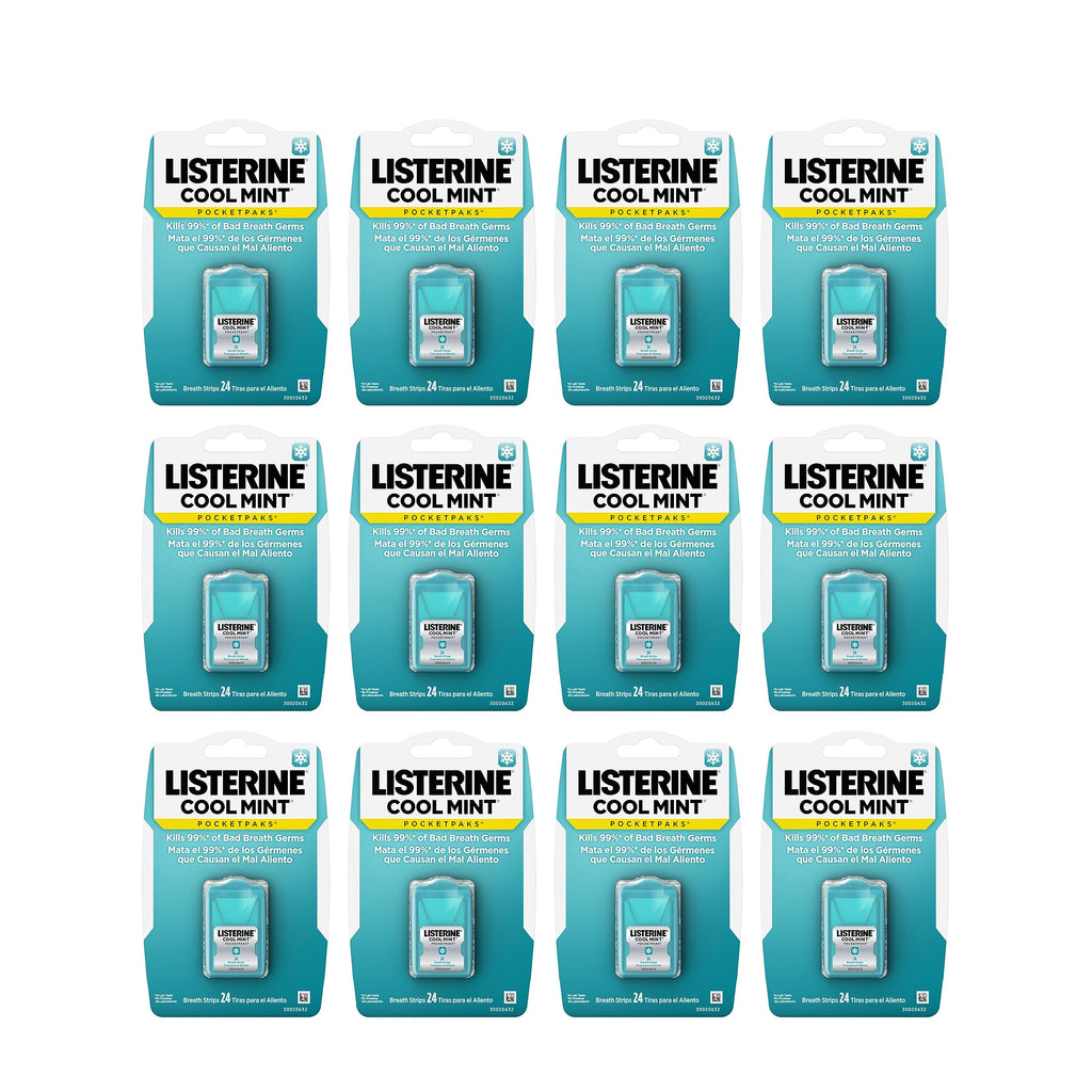 Listerine Cool Mint PocketPaks Breath Strips – 12-Pack (24 Strips Each)