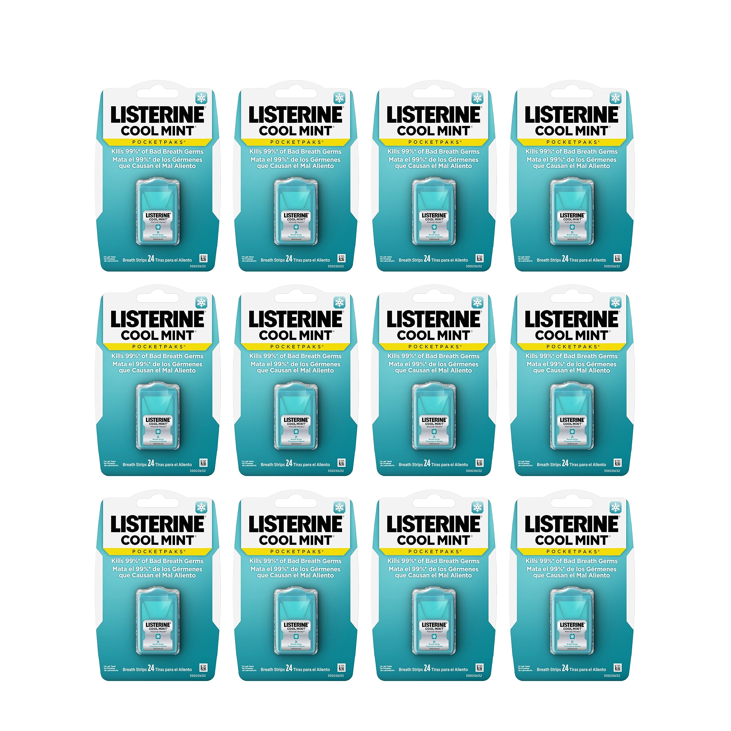 Listerine Cool Mint PocketPaks Breath Strips – 12-Pack (24 Strips Each)