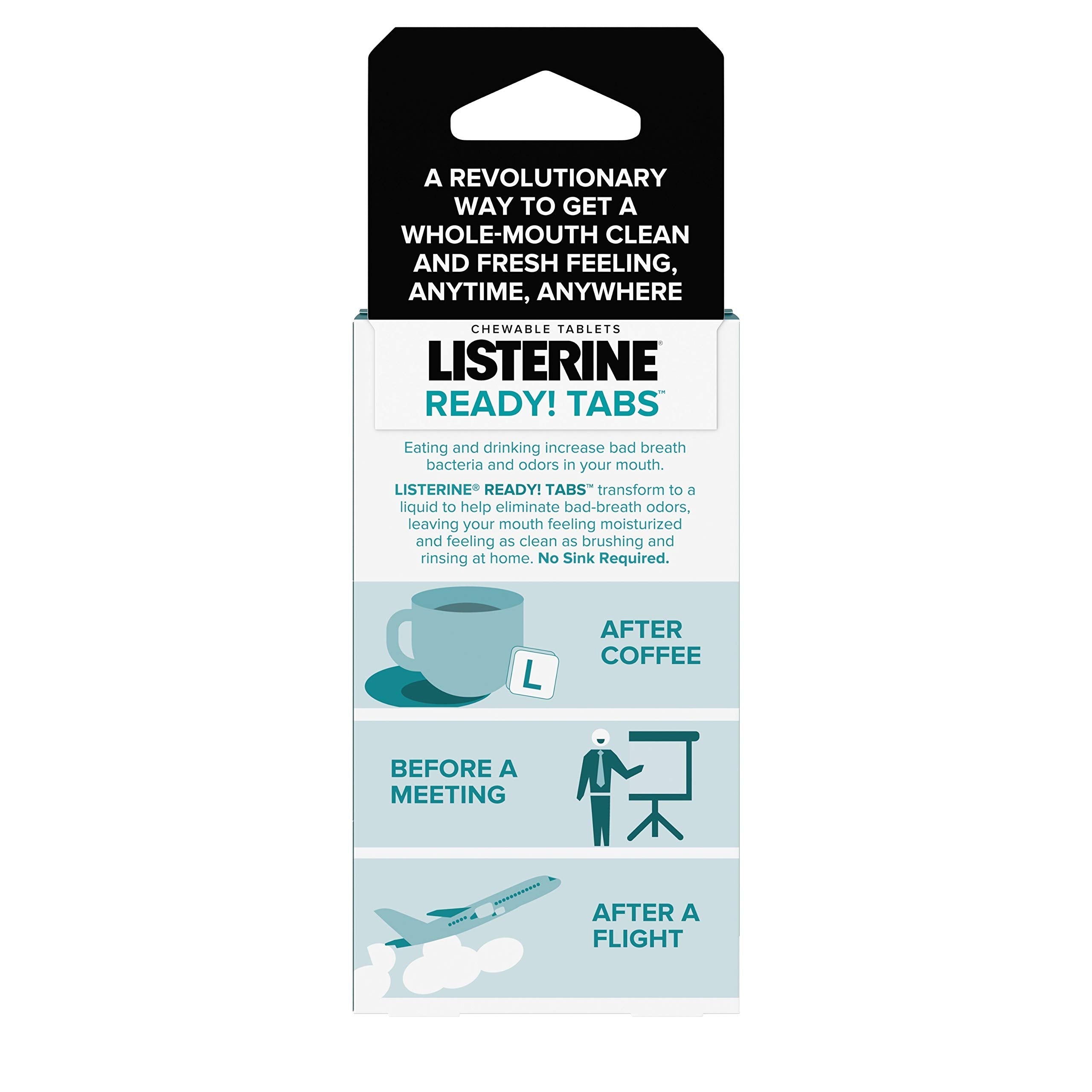 Listerine Ready! Tabs Chewable Tablets - Clean Mint, 24 Count | Fresh Breath On The Go
