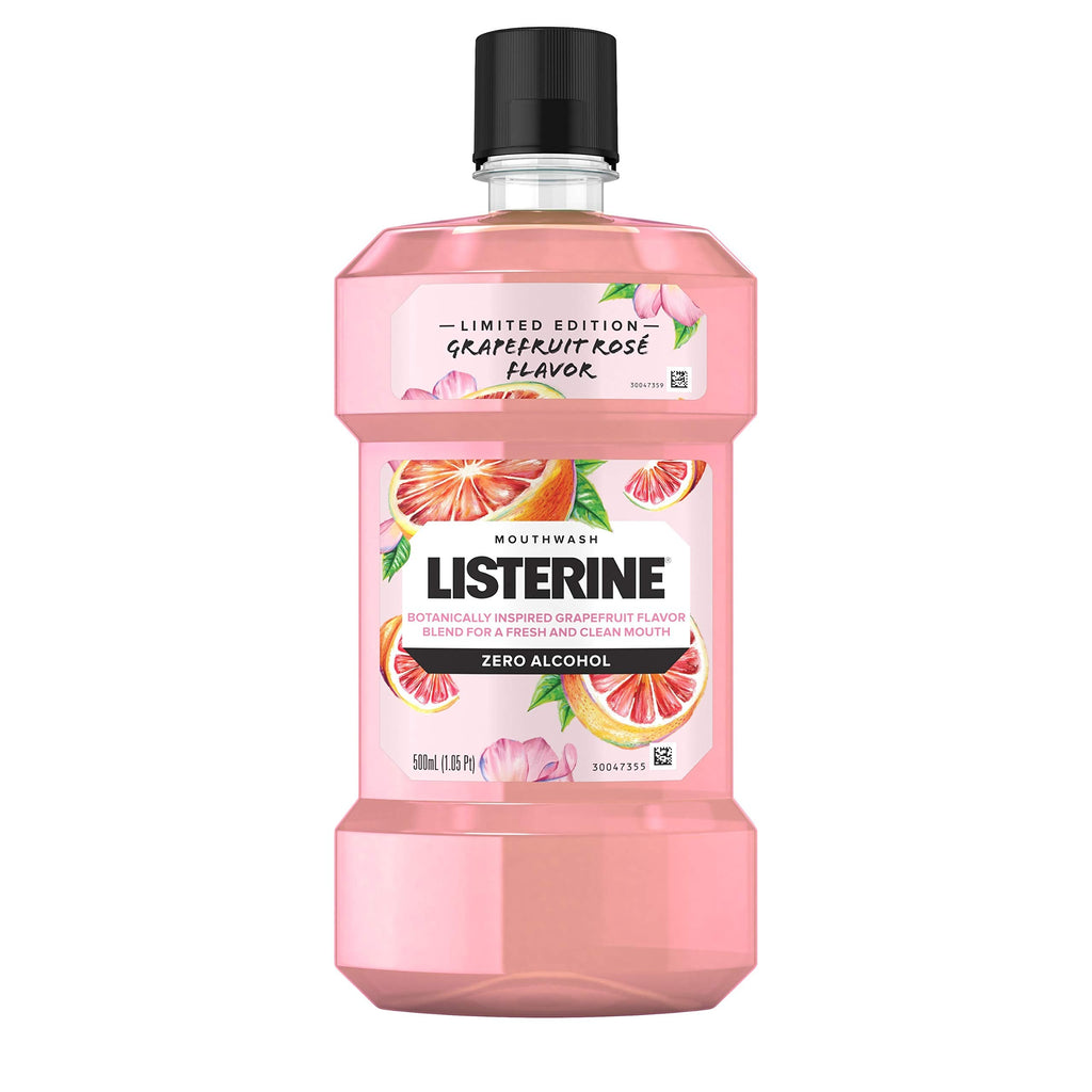 Listerine Zero Alcohol Mouthwash – Grapefruit Rose Limited Edition 500 mL | Kills 99% of Bad Breath Germs