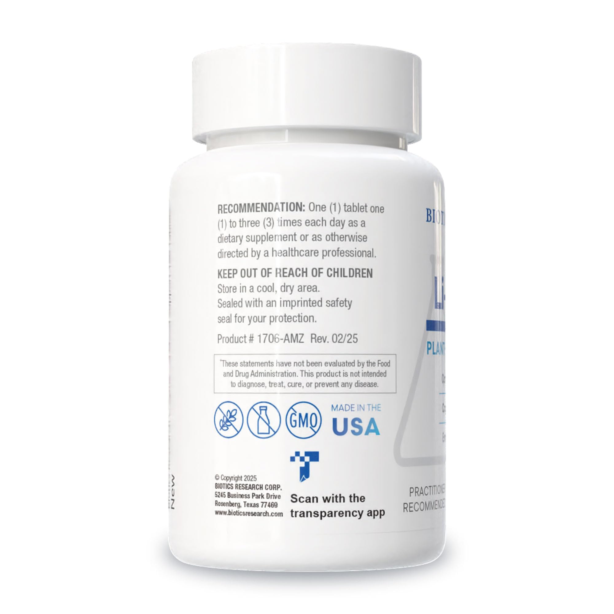 Biotics Li Zyme 50 mcg Lithium – Whole Food, Phytochemically Bound | Brain Function & Mood Support | 100 Tablets