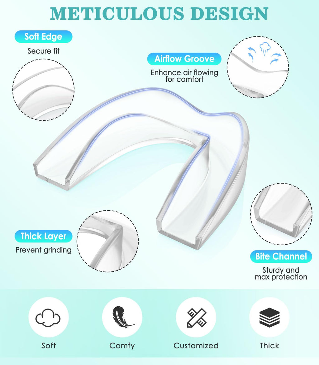 Litlcutie Mouth Guard for Teeth Grinding at Night – 4 Pack, 2 Sizes, Transparent