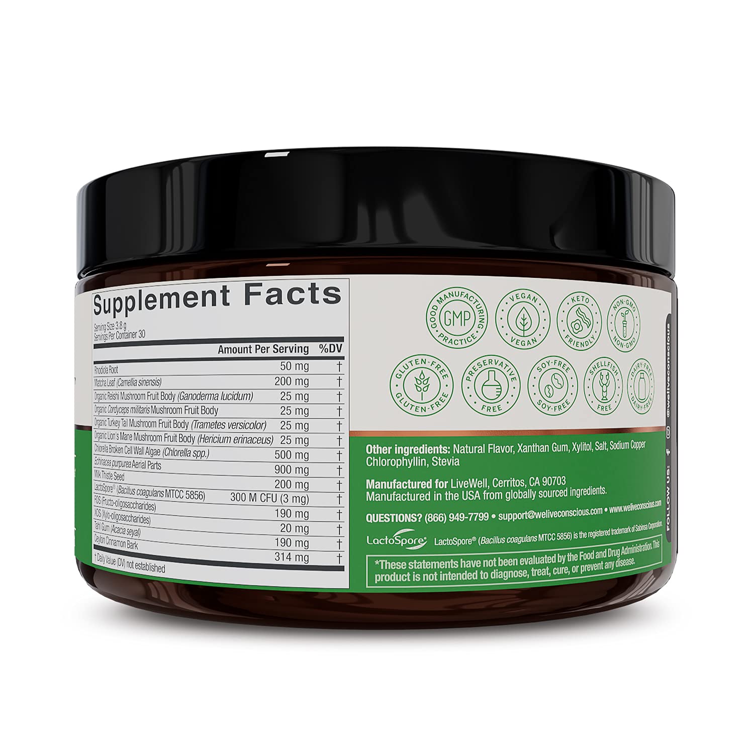 Live Conscious Beyond Greens: Debloating Matcha Greens with Chlorella, Echinacea & Probiotics