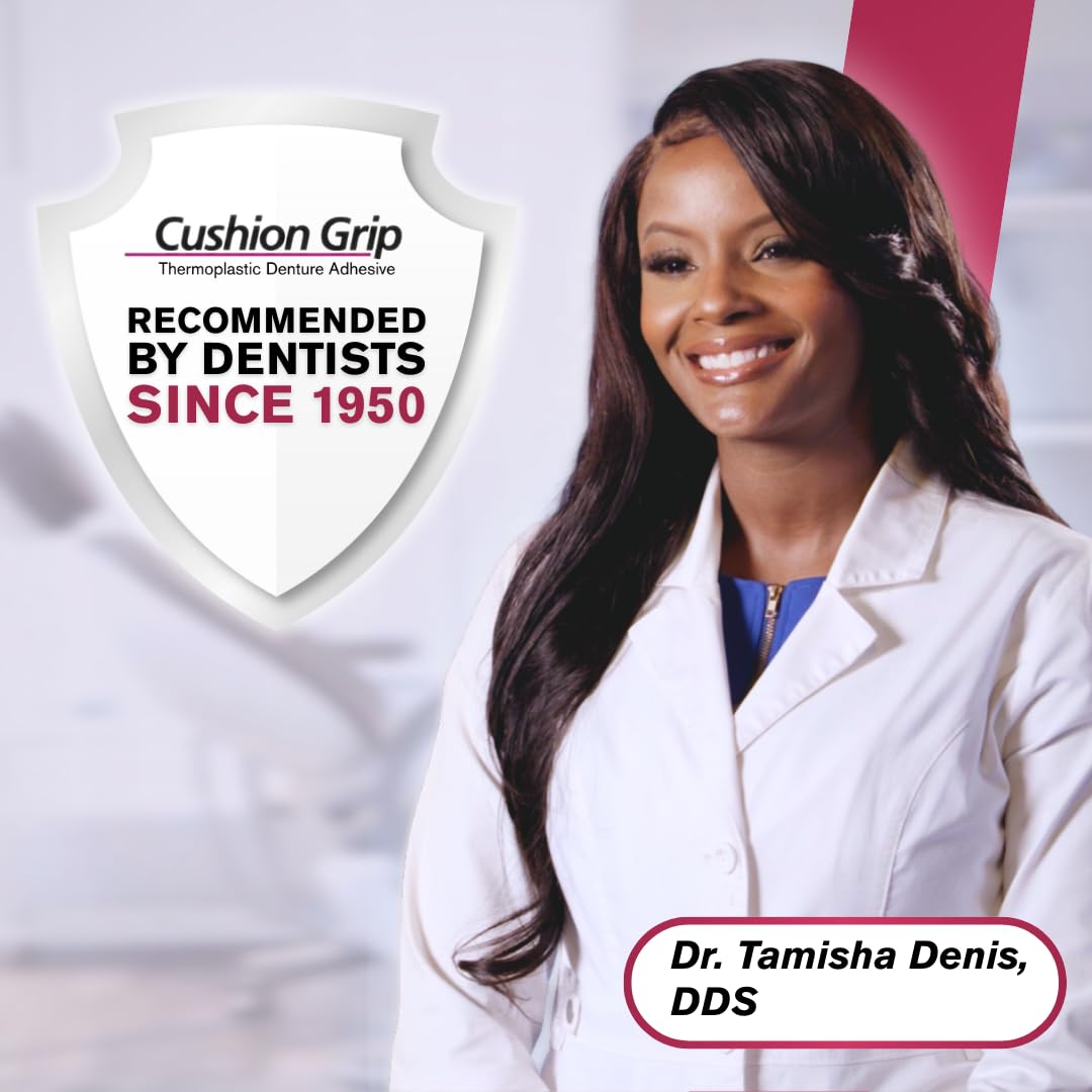 Cushion Grip Thermoplastic Denture Adhesive 1oz (6 Pack) – Extra Strong Hold Up to 4 Days