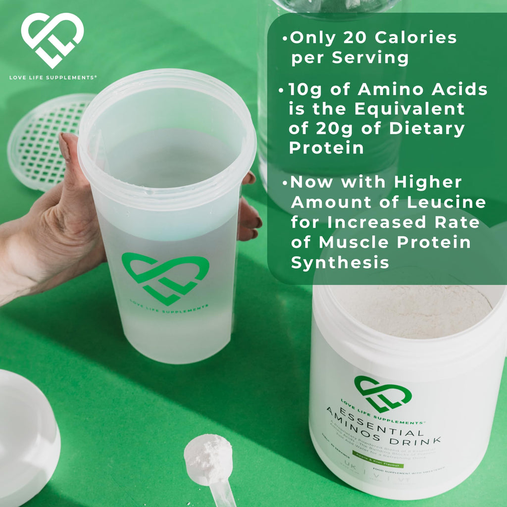 Love Life Supplements EAA Amino Acids Powder – 9 Essential Amino Acids, 60 Servings, Apple & Kiwi