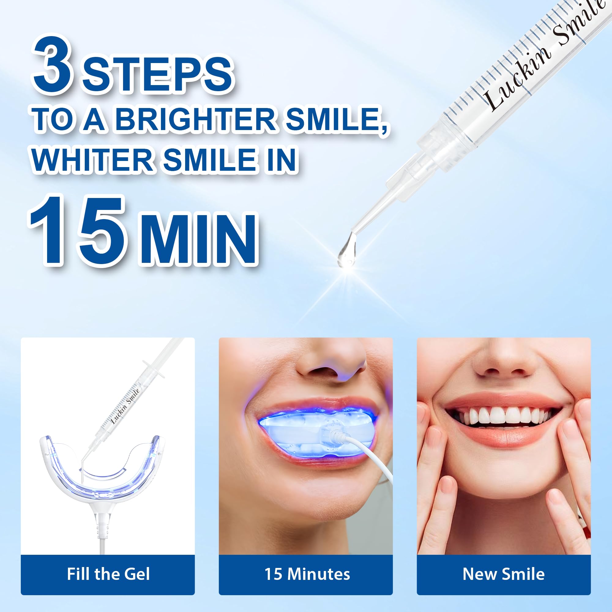 LUCKIN SMILE 10x3ml Whitening Gel Refill – 44% Carbamide Peroxide, 60 Treatments, Sensitive Teeth