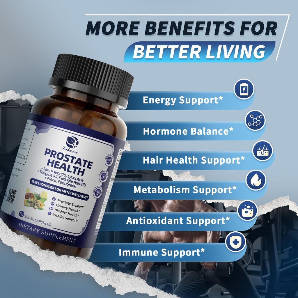 Lukaree Prostate Health Supplements for Men - 18-in-1 Formula | Saw Palmetto, Pumpkin Seed & Nettle - 60 Capsules