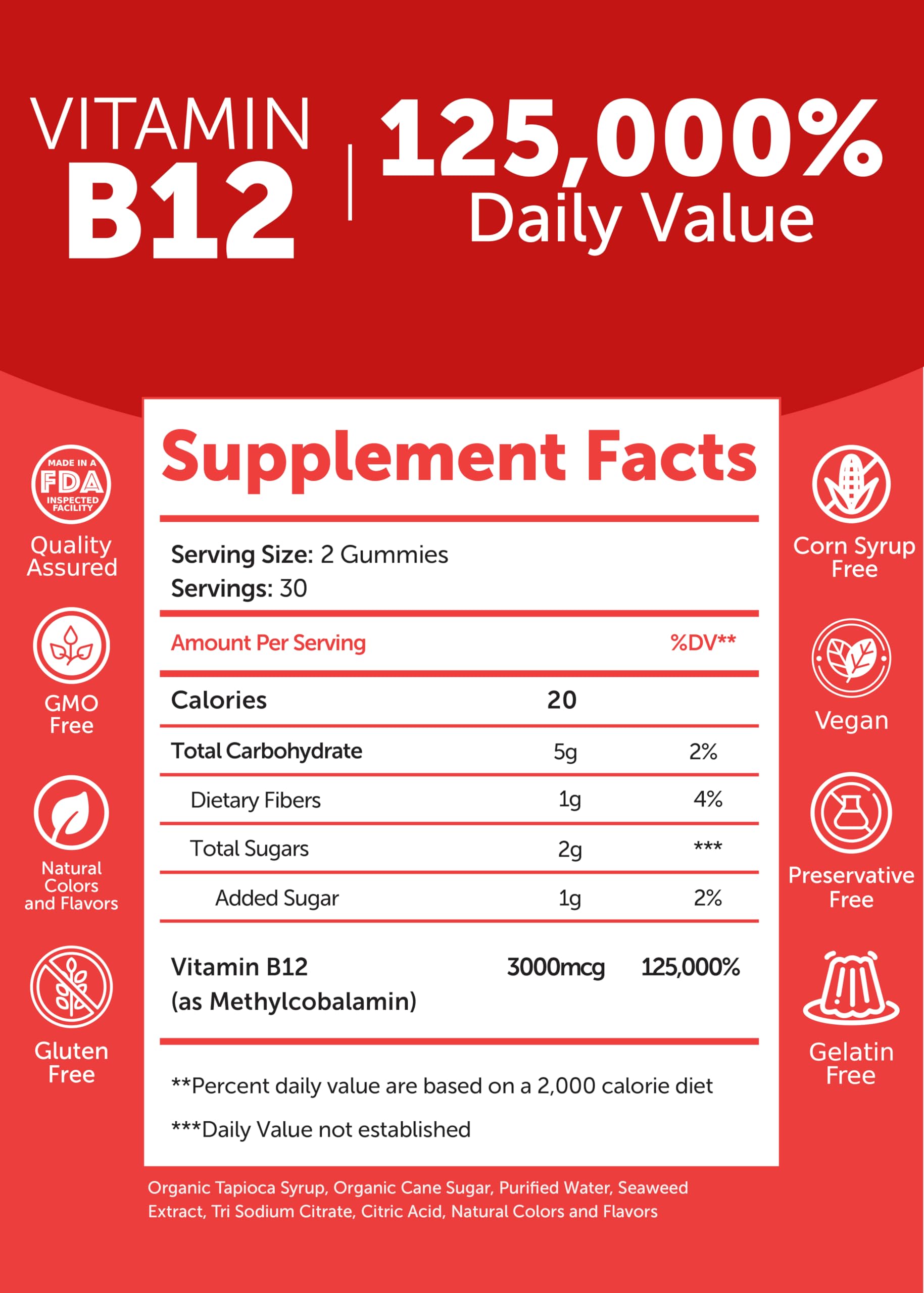 Lunakai Vitamin B12 + D3 Gummies Bundle – 3000 mcg B12, 1000 IU D3 | Gluten Free, Non-GMO