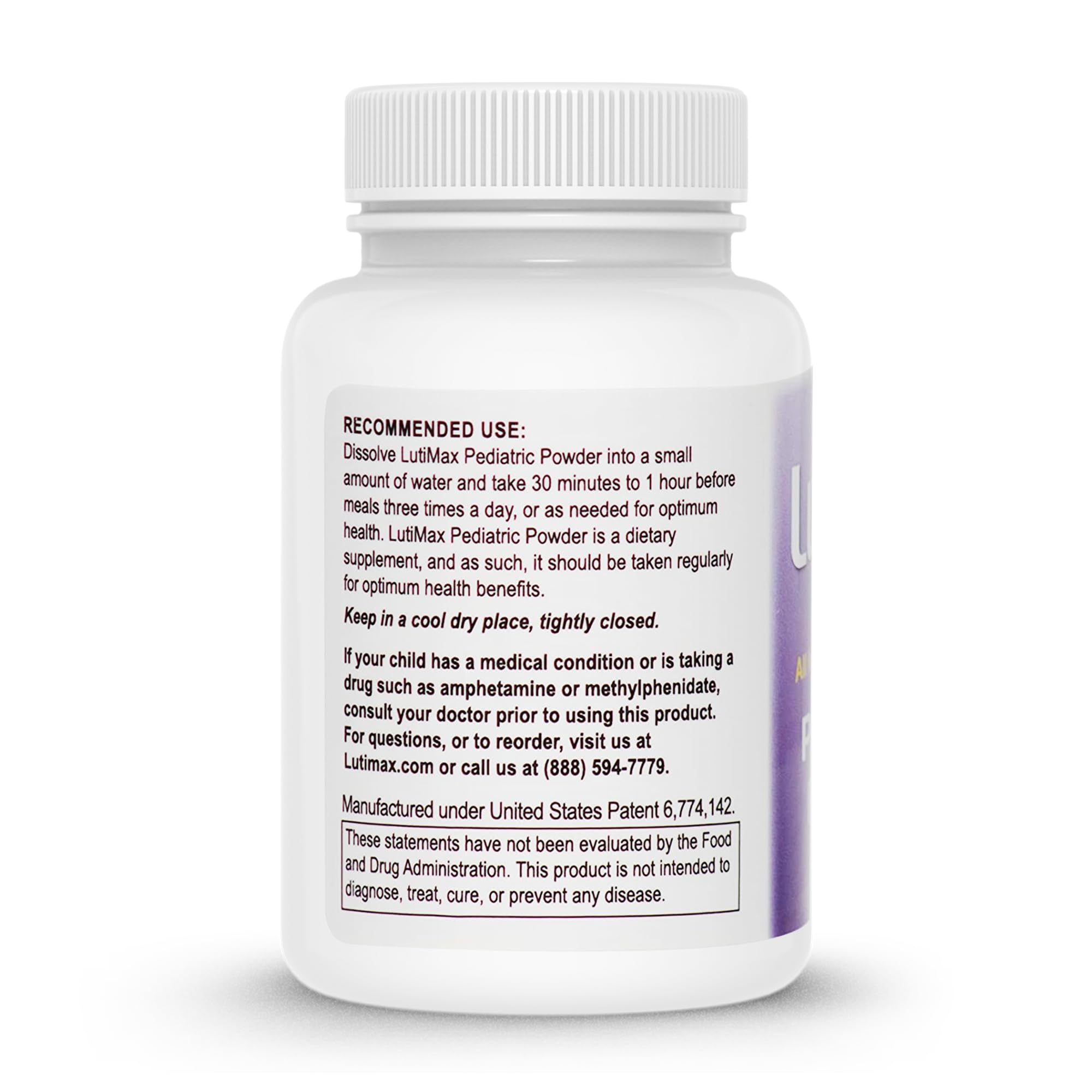 Lutimax Pediatric Powder Brain Supplement with Luteolin & Rutin - Kids Memory, Focus, Muscle & Immune Support Brain Supplements - Nootropic Antioxidants - 100 Servings