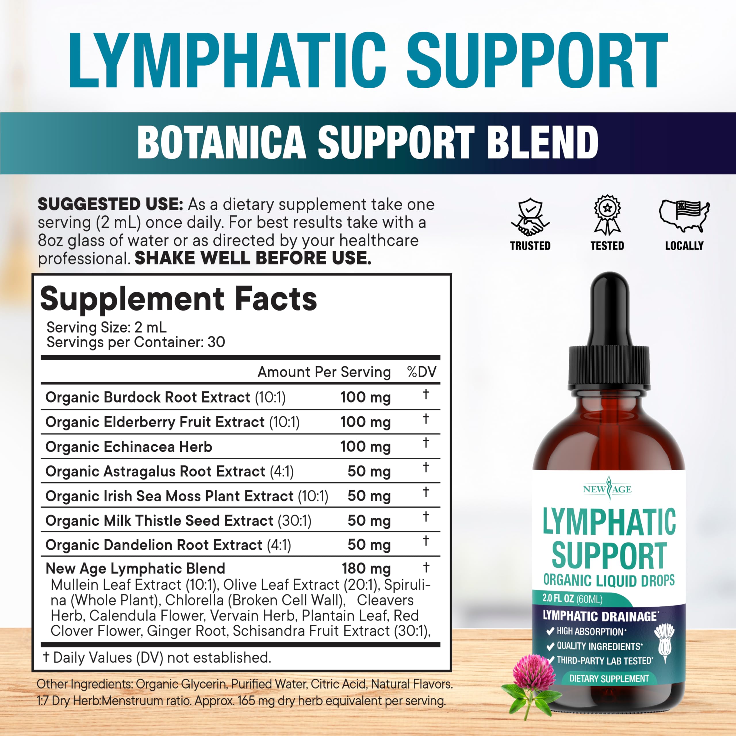 Organic Lymphatic Drainage Drops – All-in-1 Herbal Lymphatic Health (4 oz)