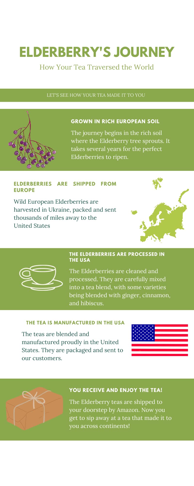 Elderberry Herbal Superfood Blend Tea - Made in USA