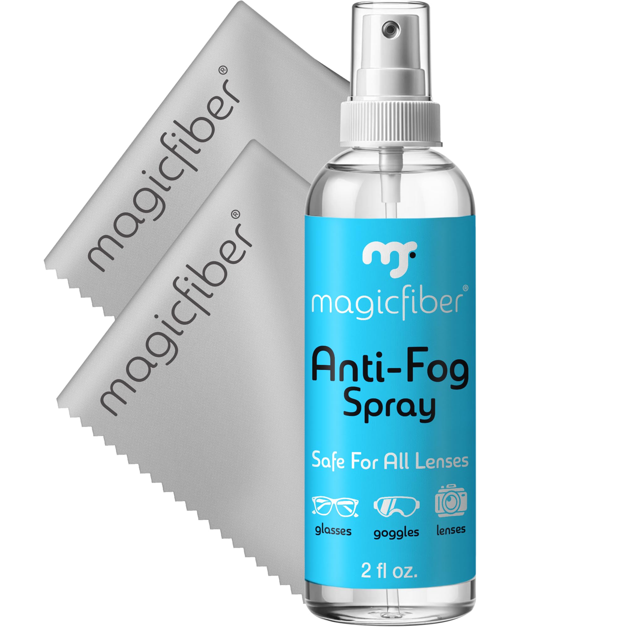 MagicFiber Anti Fog Spray for Glasses - Glasses Cleaner Kit with 2 Microfiber Cloths