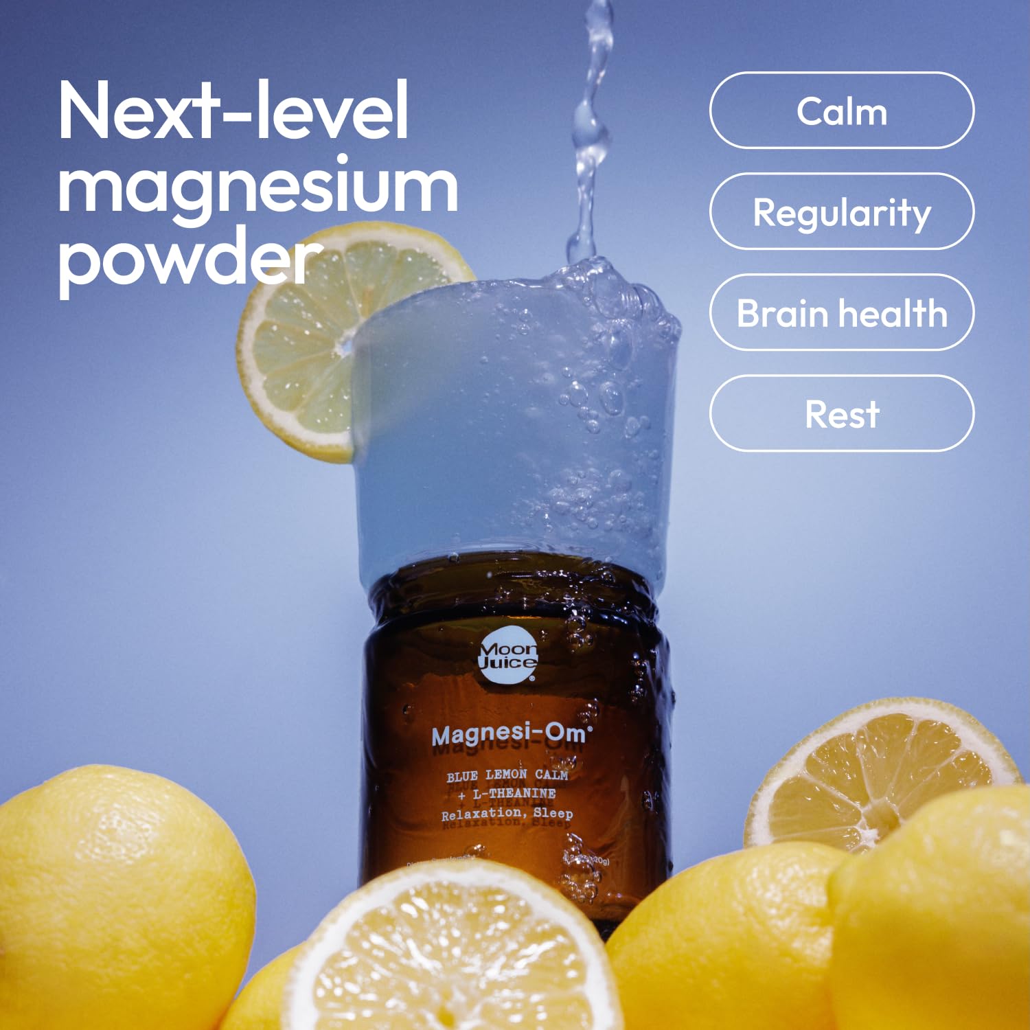 Moon Juice Magnesi-om Blue Lemon Jar – Big Mag 7.7 oz (55 Servings)