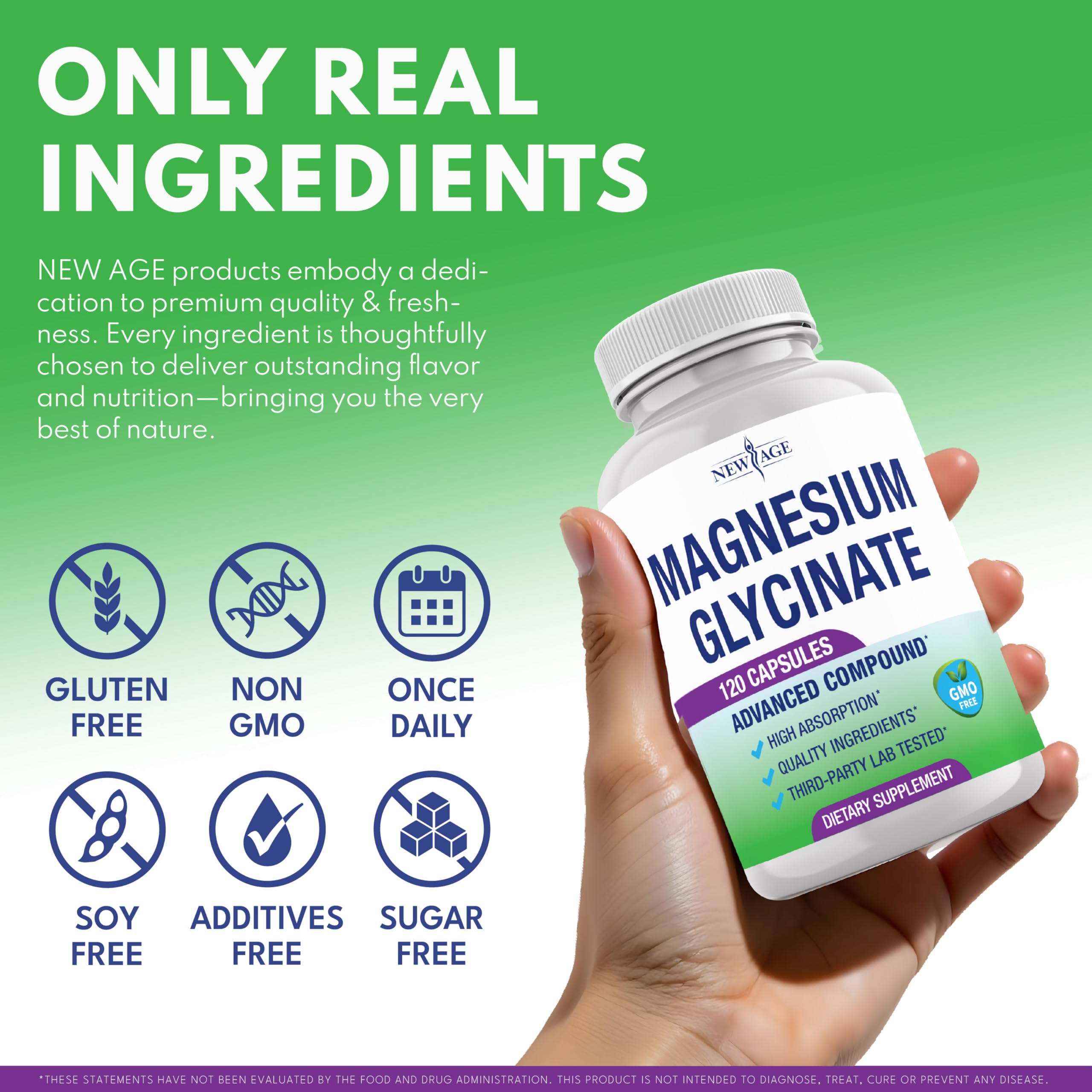 Magnesium Glycinate 500mg – 90mg Elemental Mg | High Absorption, Gluten-Free, Non-GMO | 360 Vegan Capsules