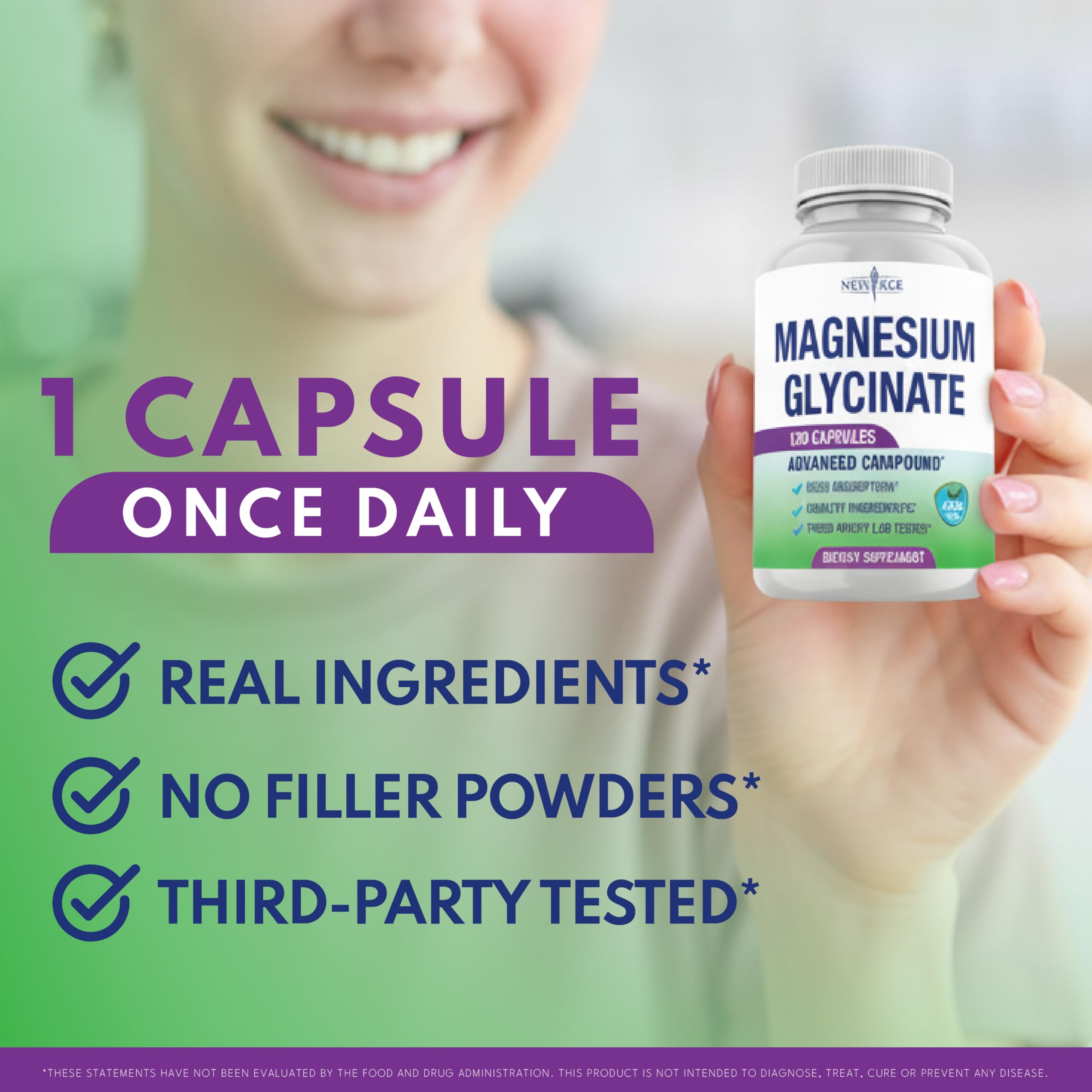 Magnesium Glycinate 500mg – 90mg Elemental Mg | High Absorption, Gluten-Free, Non-GMO | 360 Vegan Capsules