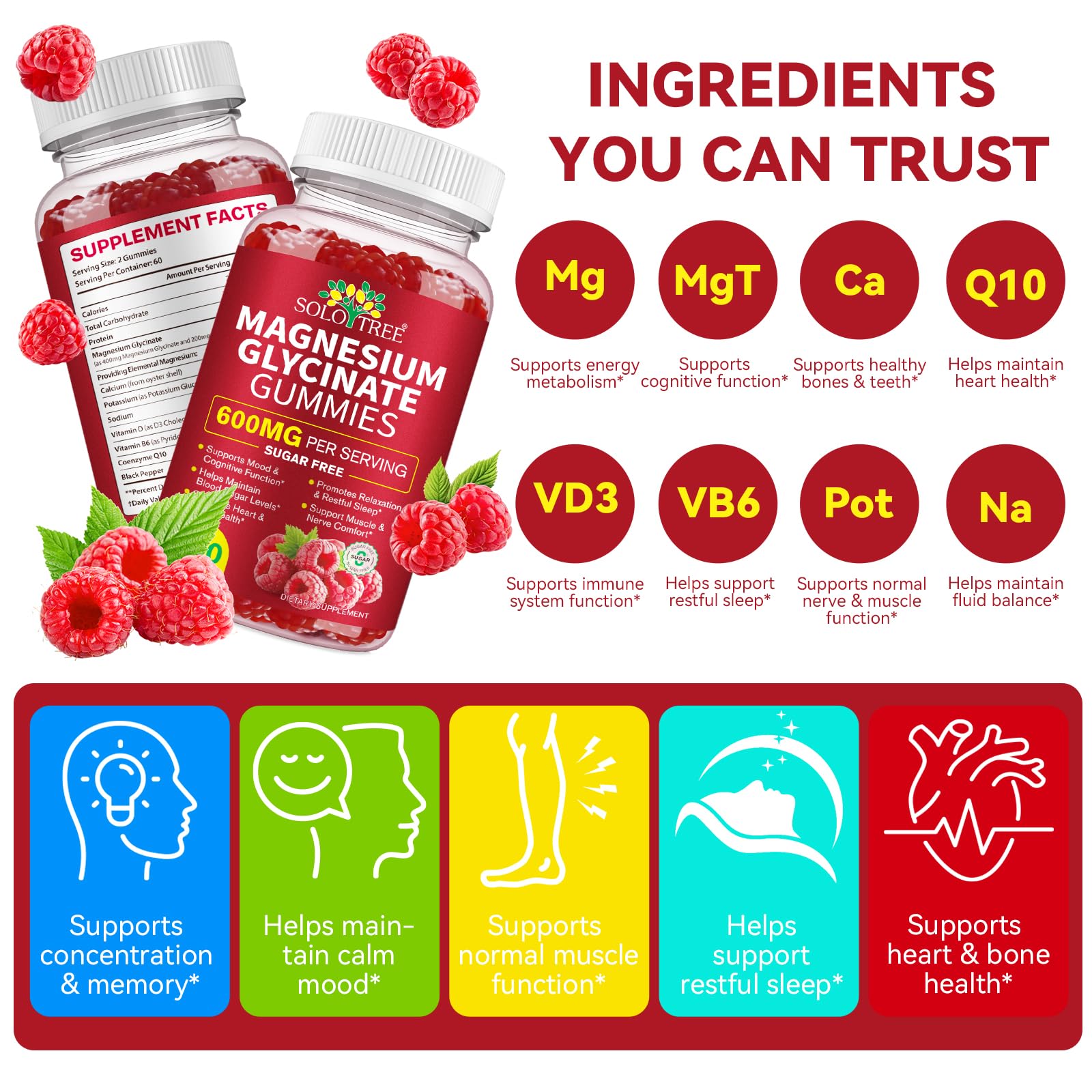 Magnesium Glycinate Gummies 600mg – Relaxation, Sleep & Energy Support (120 Count)