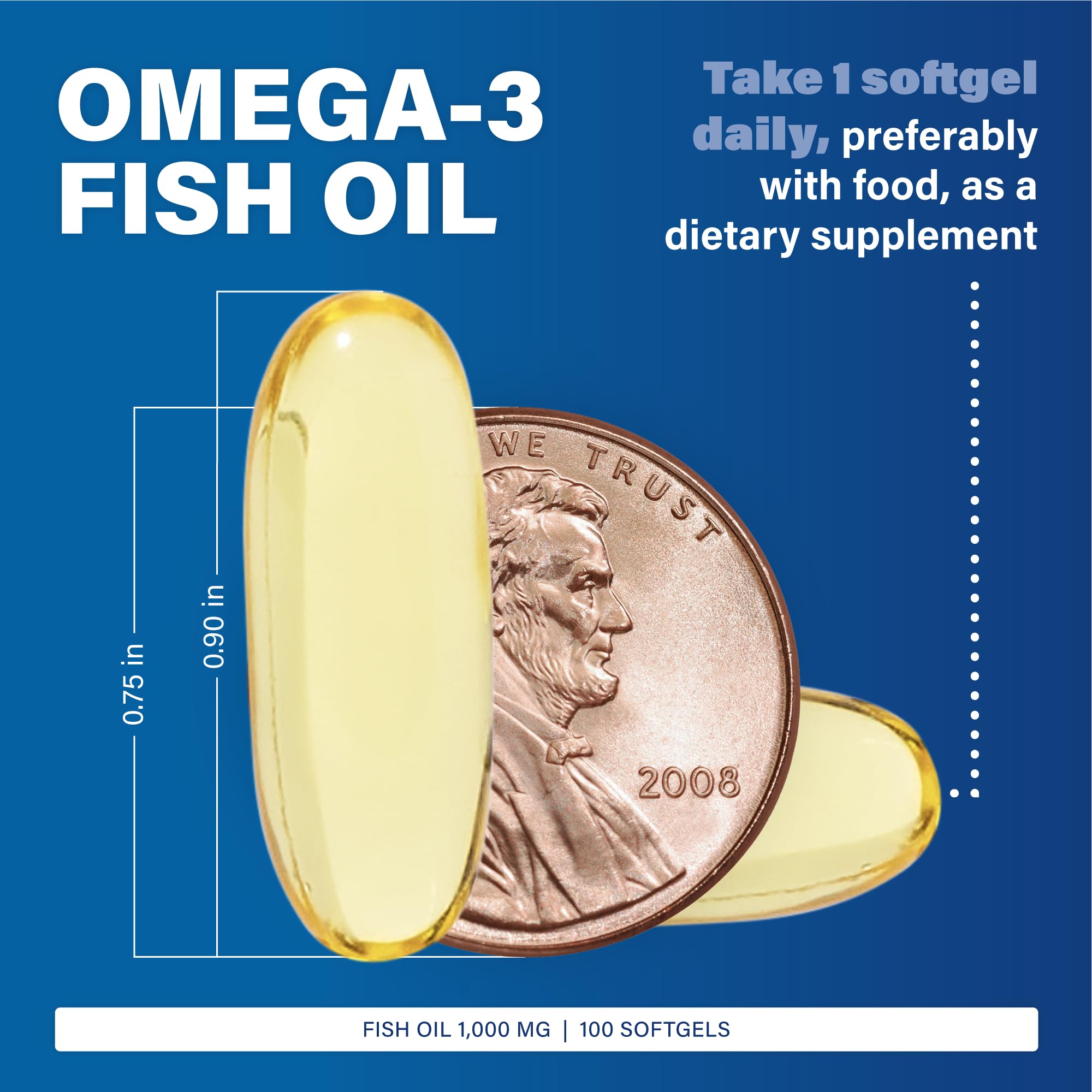 MAJOR Omega-3 Fish Oil 1000mg - 100 Softgels (1-Pack) | Dietary Fish Oil Supplement