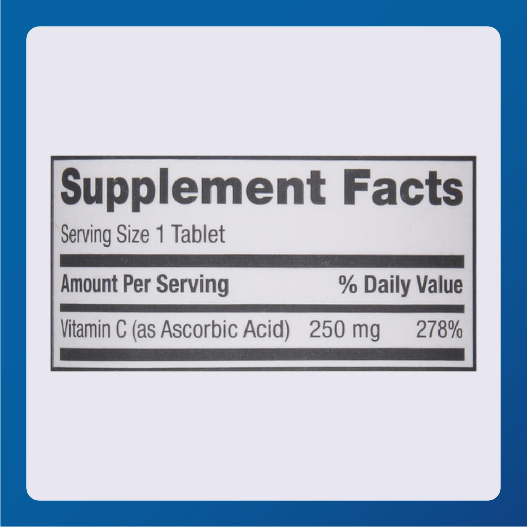 MAJOR Vitamin-C 250 mg Tablets – 100 CT (Pack of 2) | Major Pharmaceuticals