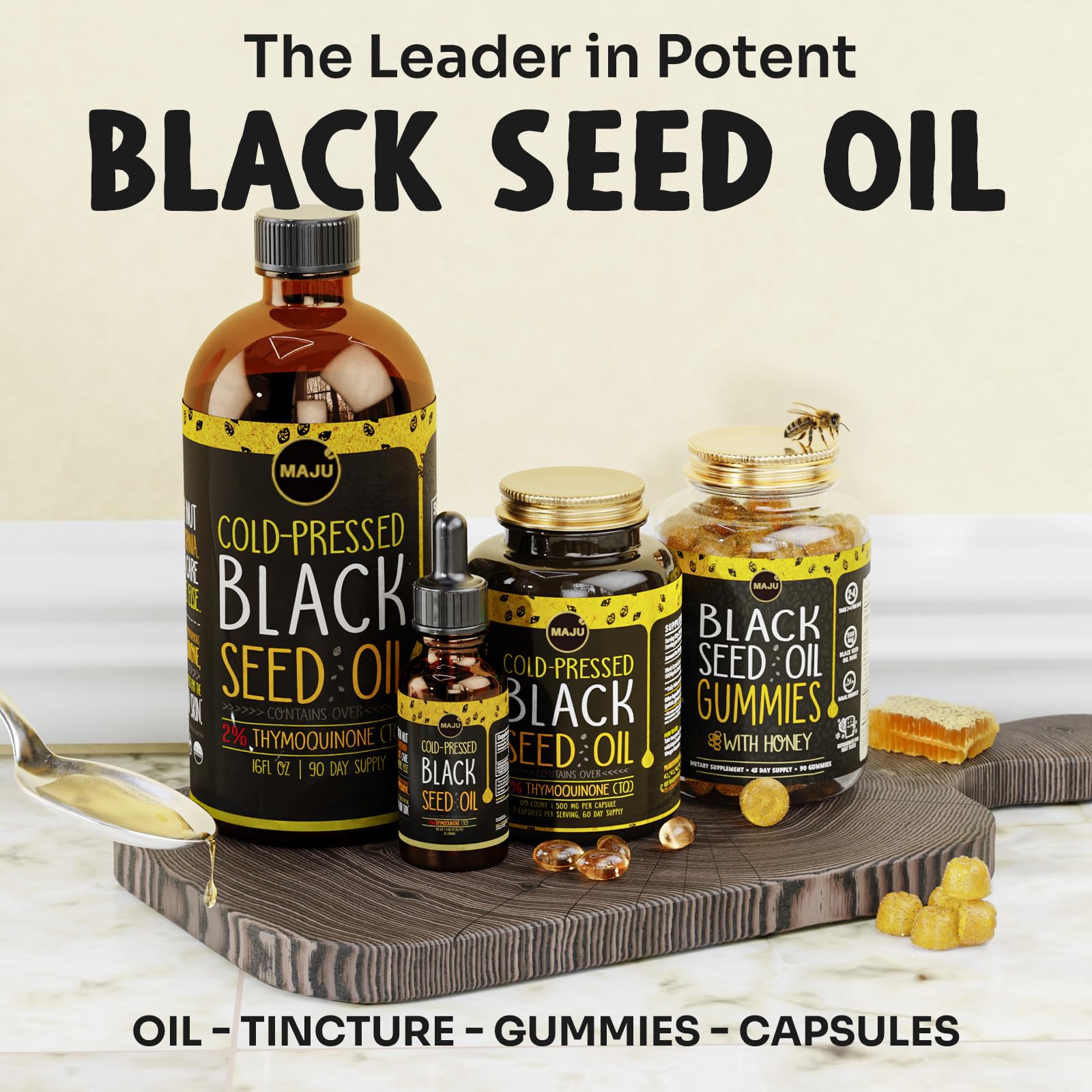 Maju Superfoods Black Seed Oil Capsules – 2% Thymoquinone, 120x500mg, Cold-Pressed Turkish Nigella Sativa (2-Pack)